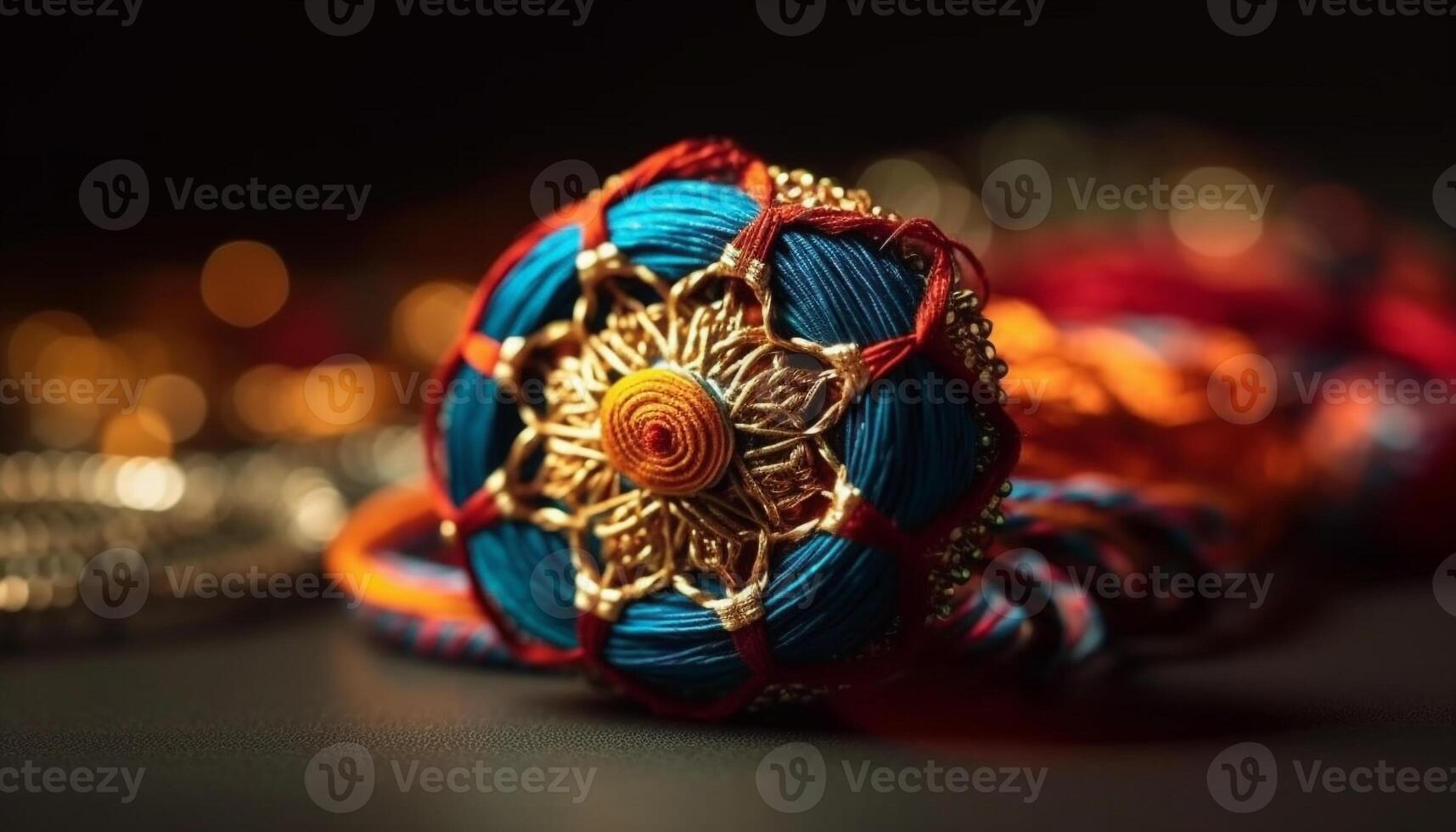 Vibrant Indian bracelet with ornate bead and gemstone design generated by AI photo