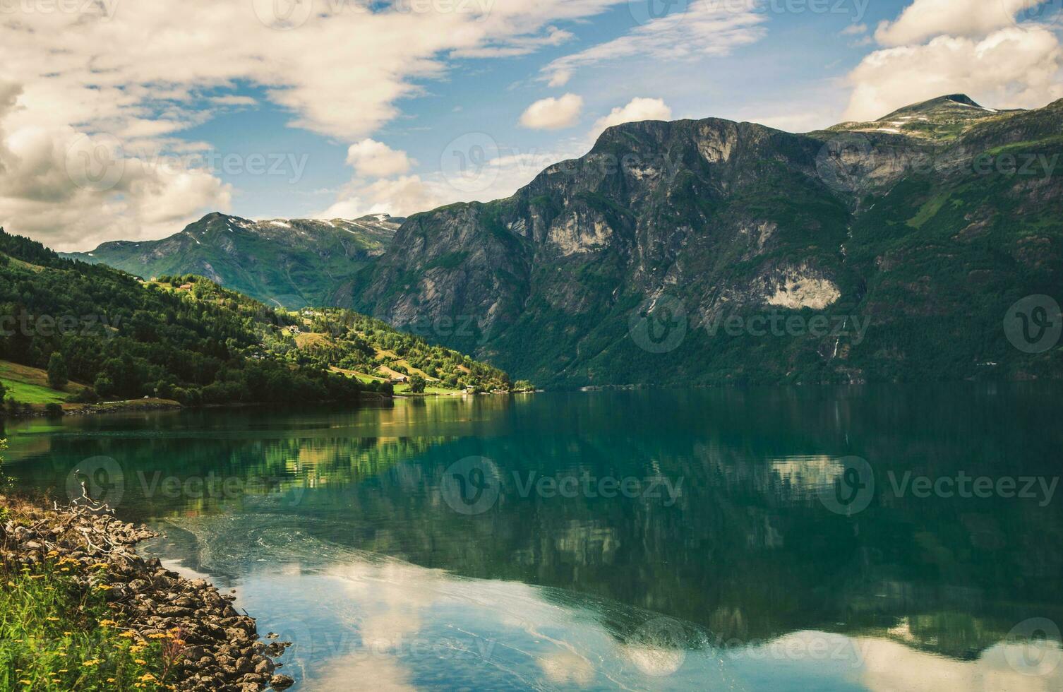 Panoramic View Of Tiny Village In Norway. photo