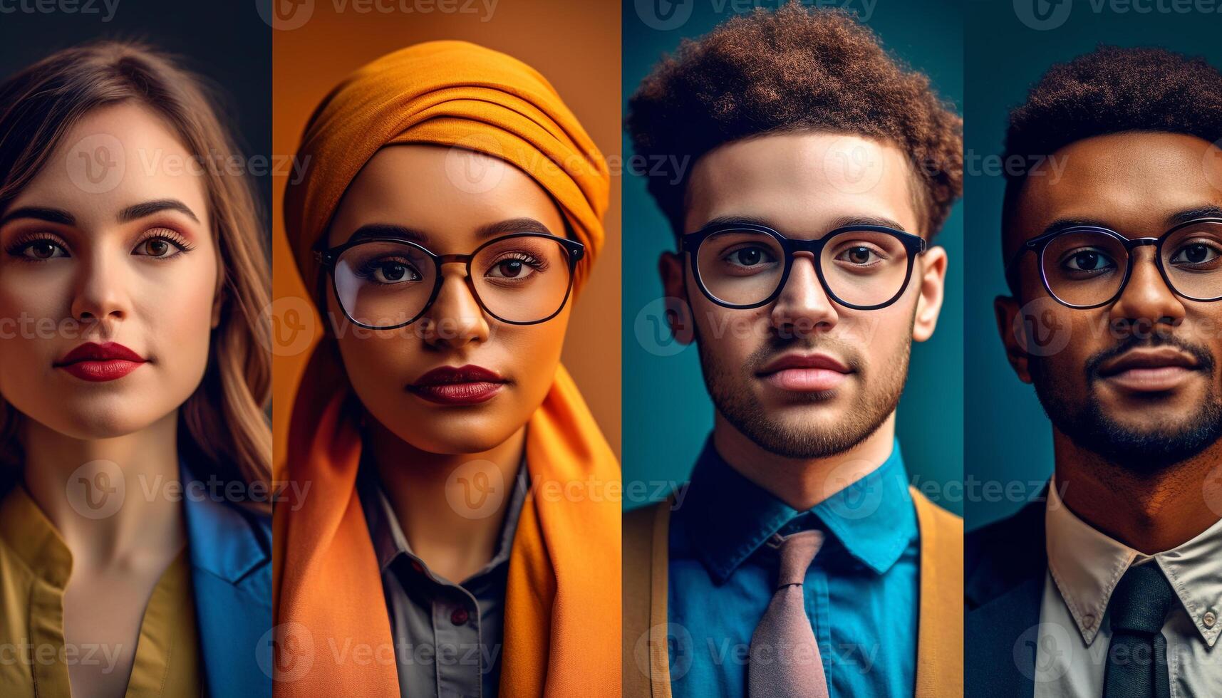 A multi ethnic group of successful business people looking confident generated by AI photo