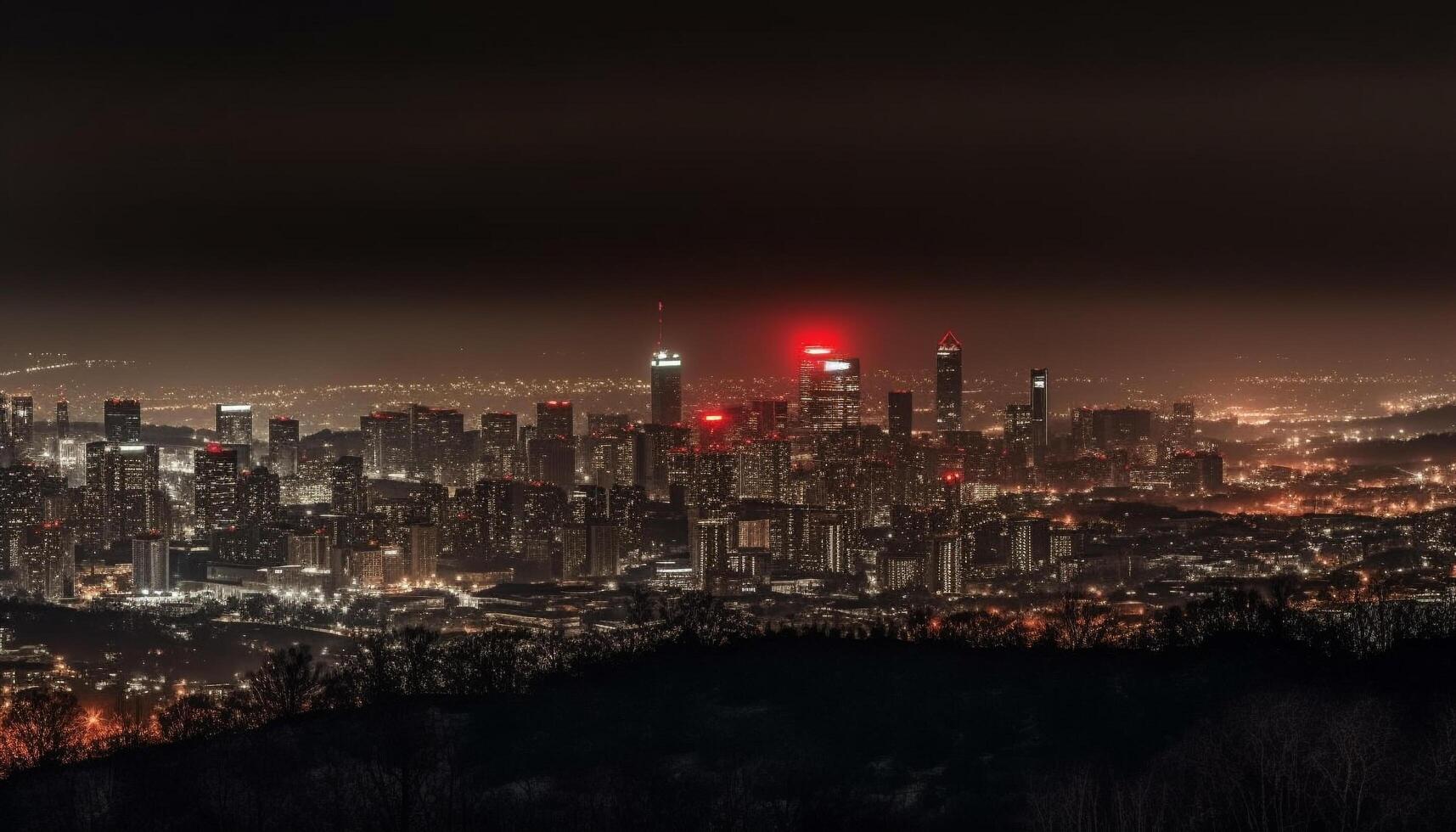 Illuminated skyscrapers light up the Beijing cityscape at dusk generated by AI photo