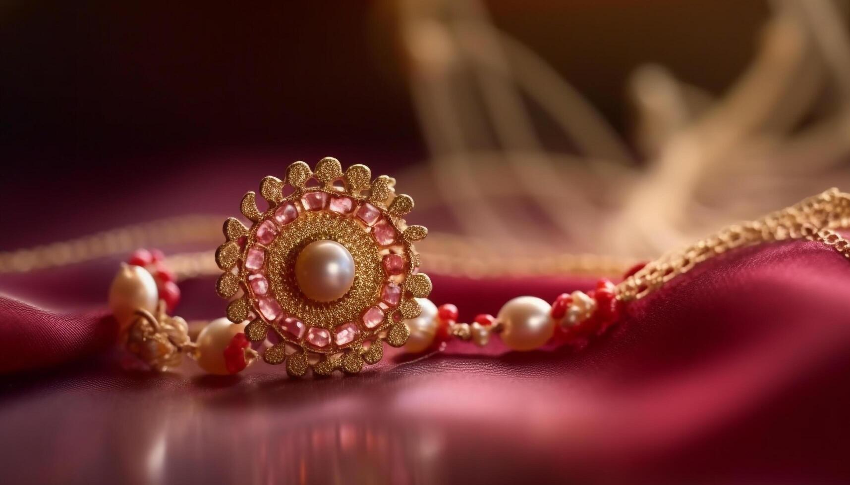 Indian bride ornate gold jewelry exudes elegance and spirituality generated by AI photo