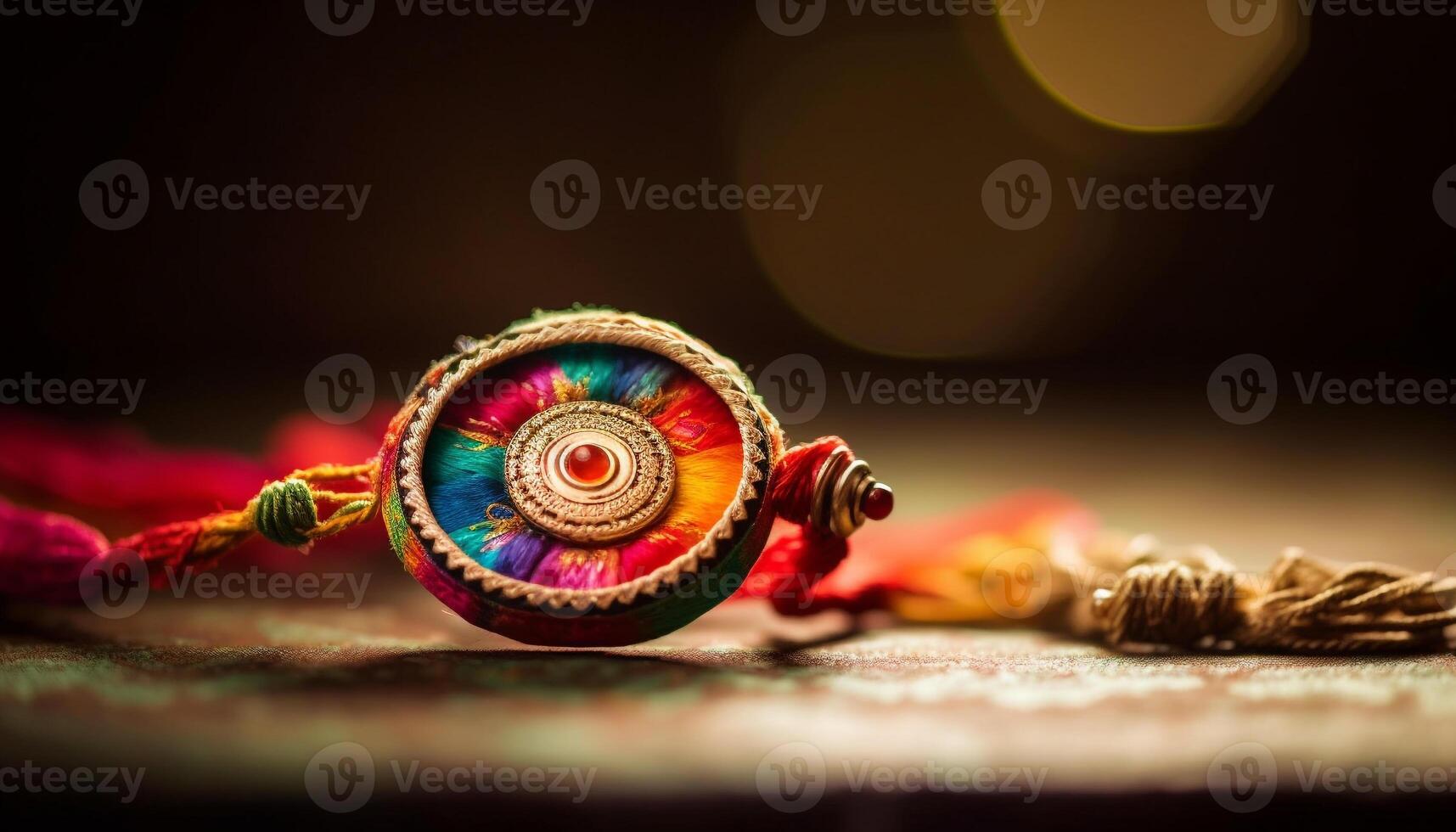 Traditional Hindu ceremony decoration with ornate clay god and flame generated by AI photo