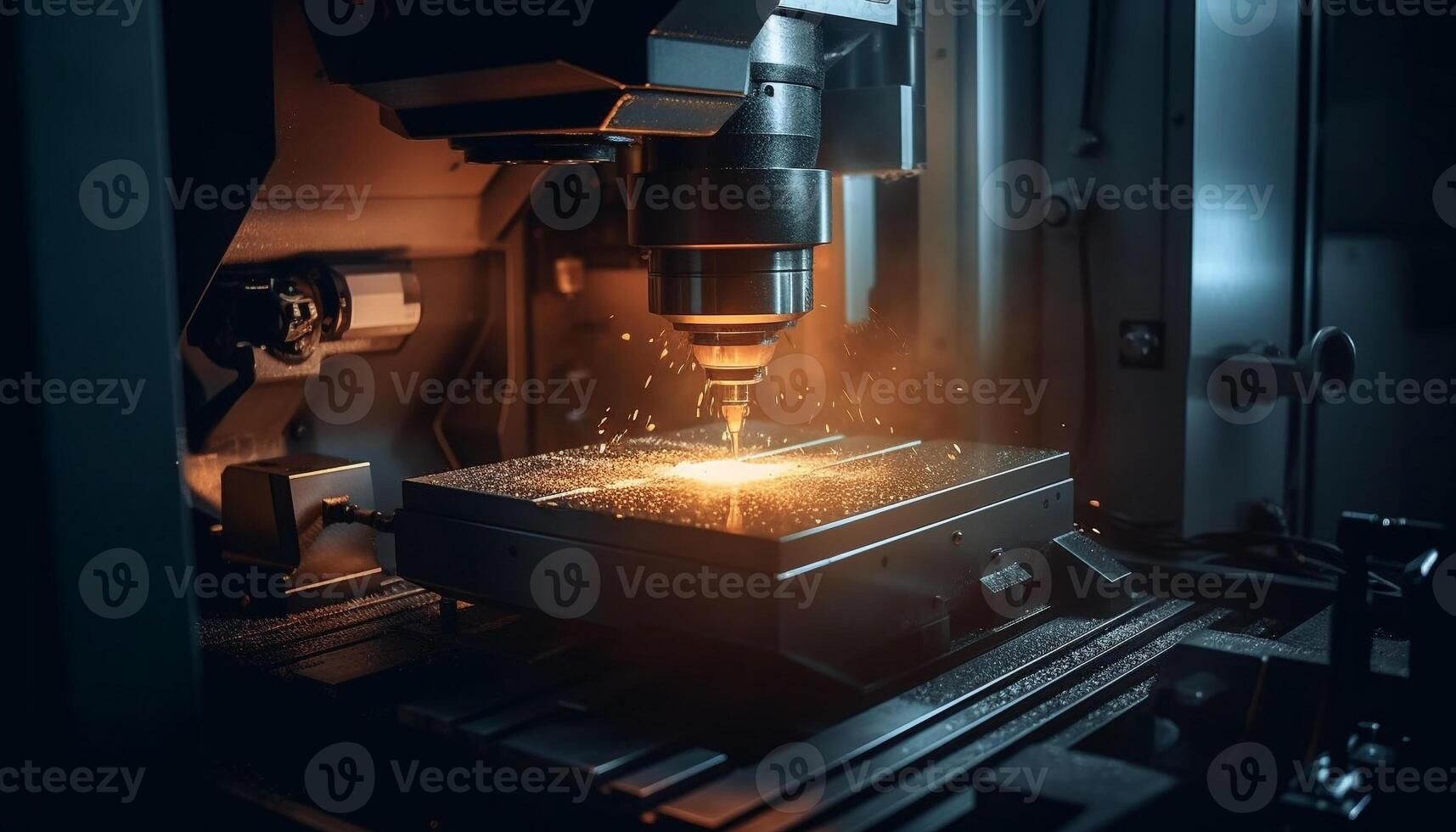 Precision metalwork using CNC machines and laser technology for accuracy generated by AI photo