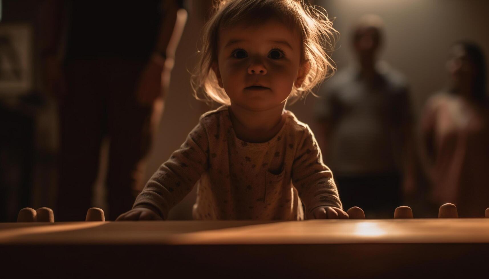 Happy family indoors, smiling and playing together with love generated by AI photo