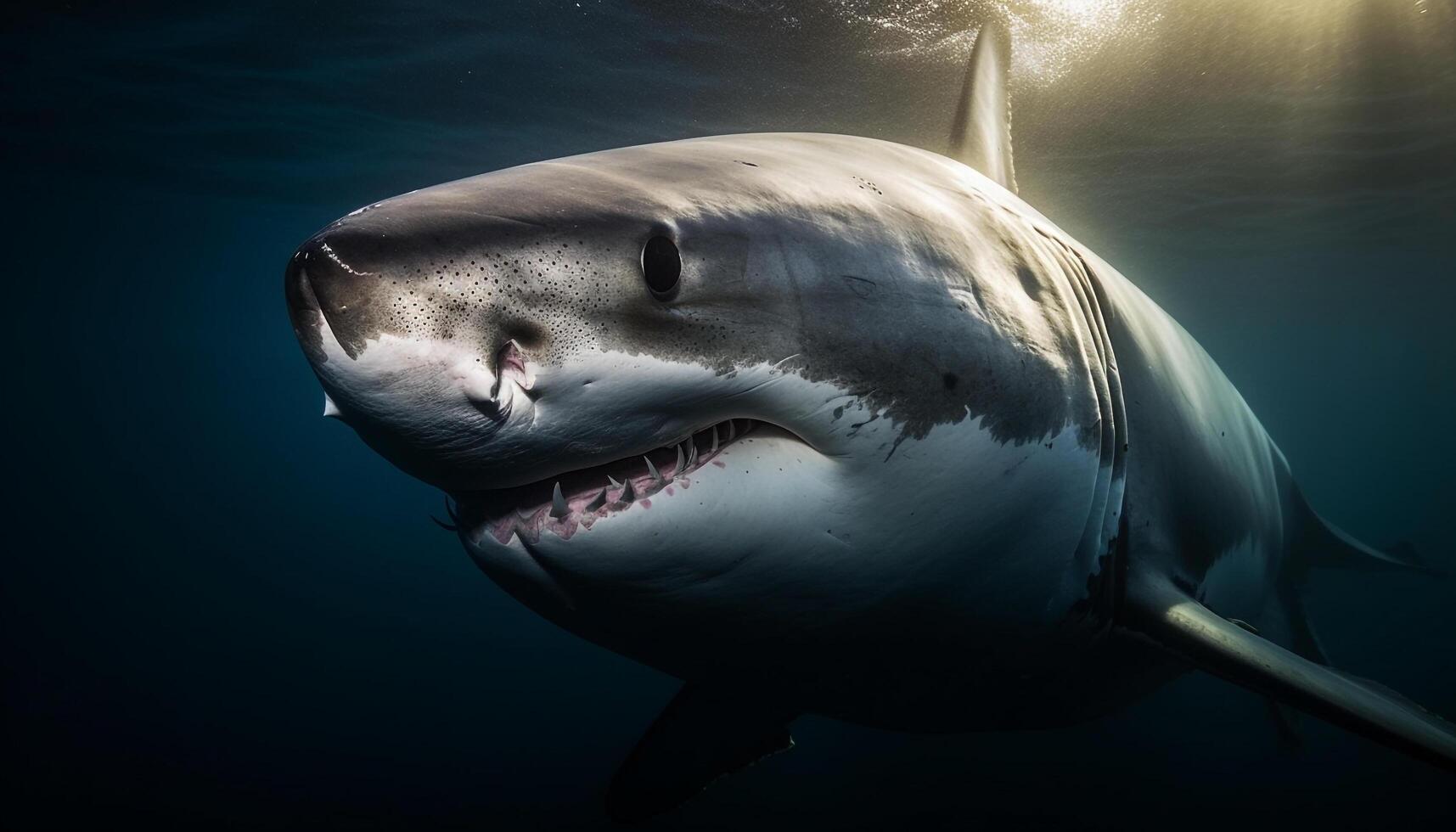 majestuoso manta rayo nadando en profundo azul mar, temor inspirador ilustración generado por ai foto