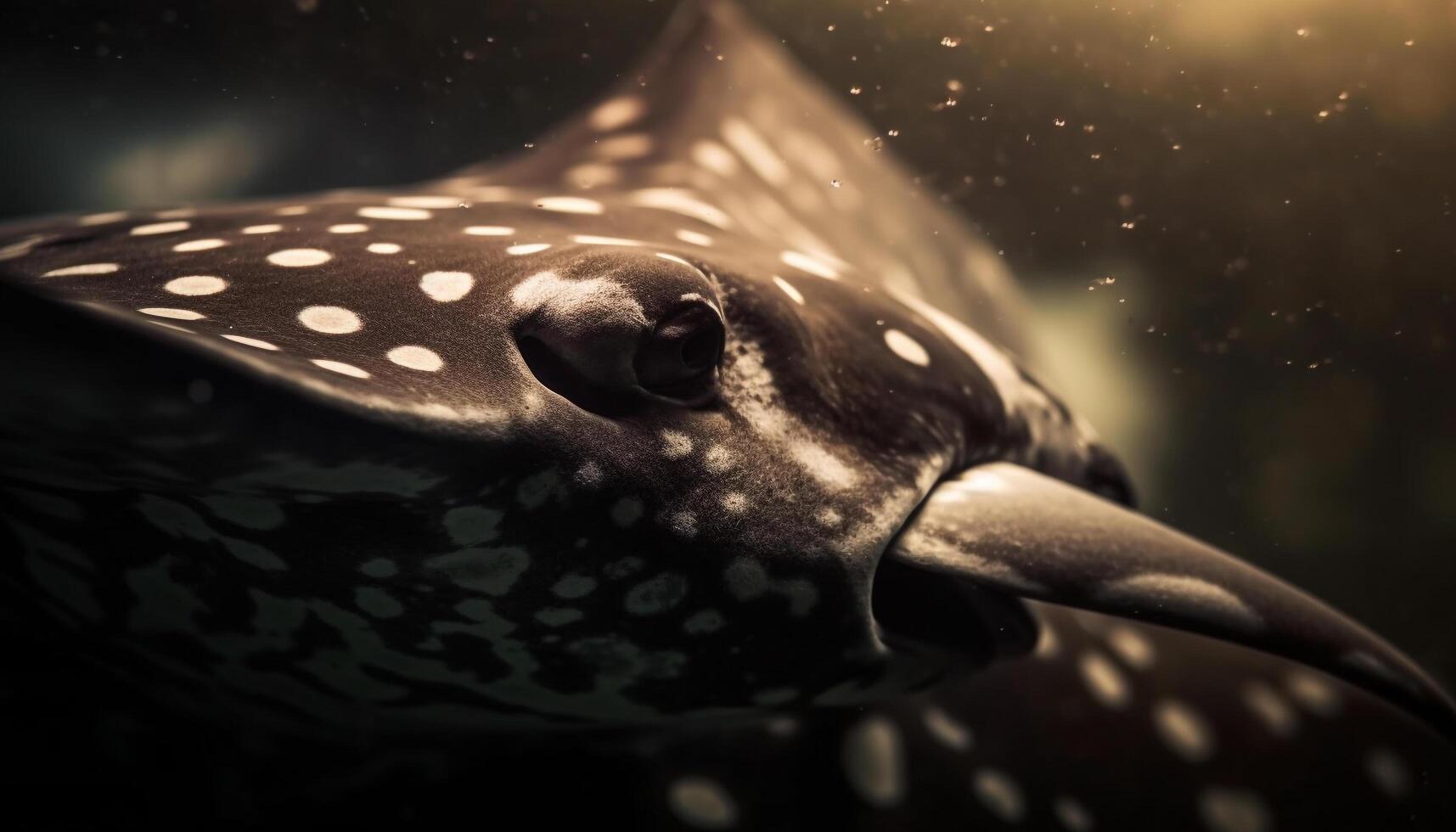 Spotted fish in underwater reef, close up portrait, black and white generated by AI photo