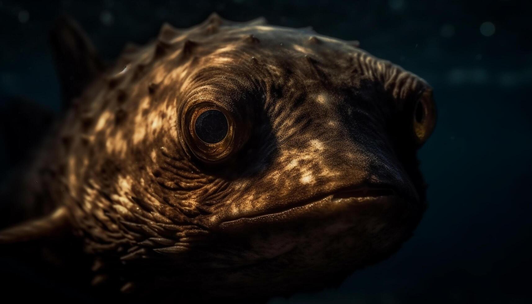 Endangered sea turtle portrait, looking cute in tropical underwater habitat generated by AI photo