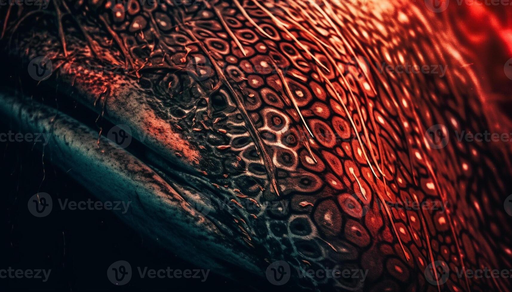 Multi colored reptile skin in abstract pattern reflects underwater elegance generated by AI photo