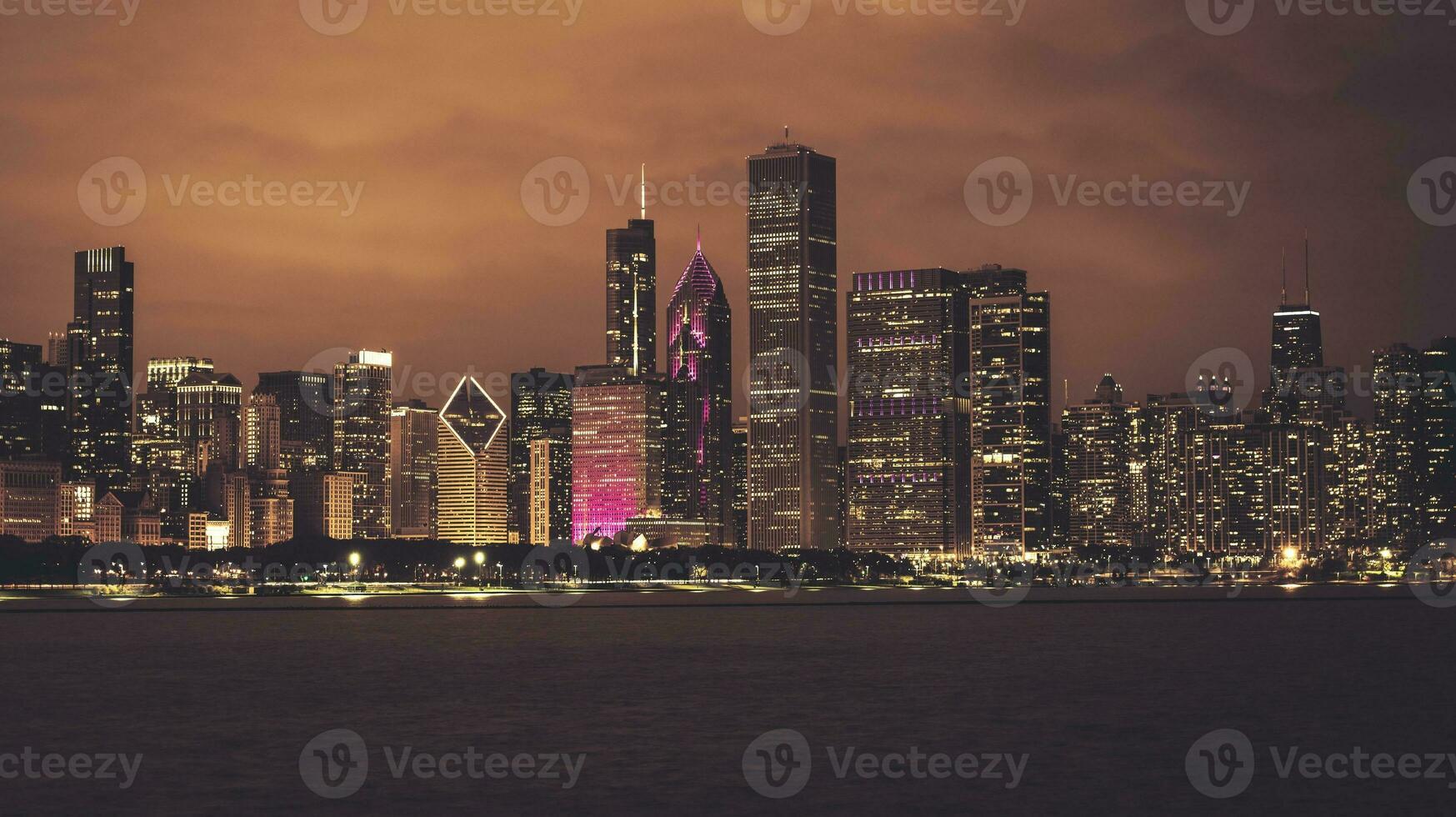 Chicago Illinois Night Skyline photo