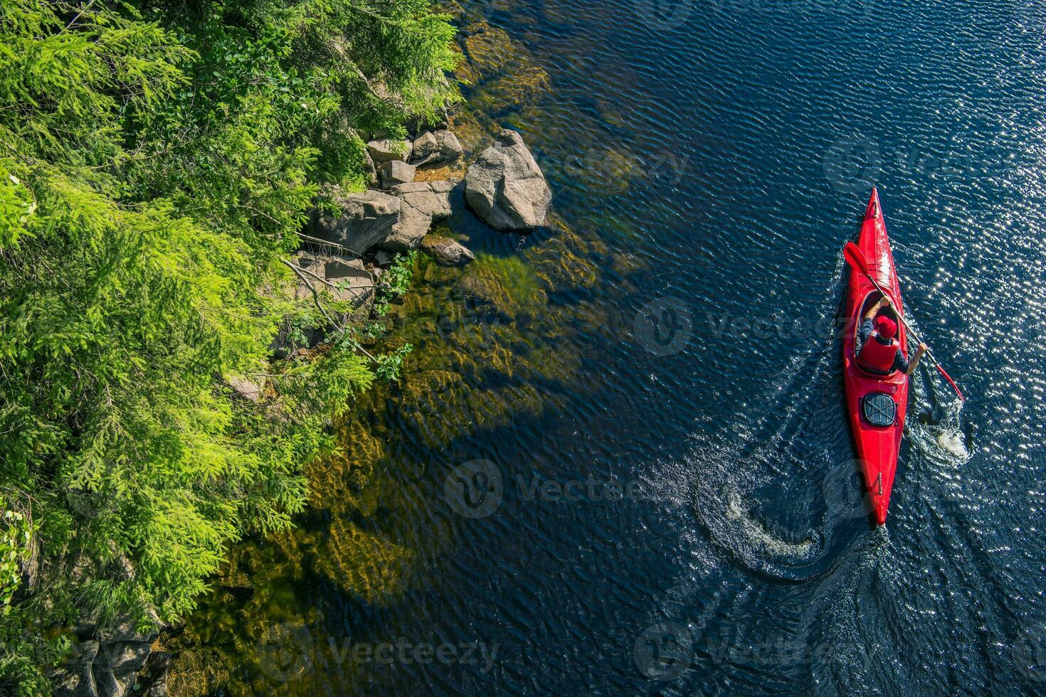 River Kayaker Aerial View photo