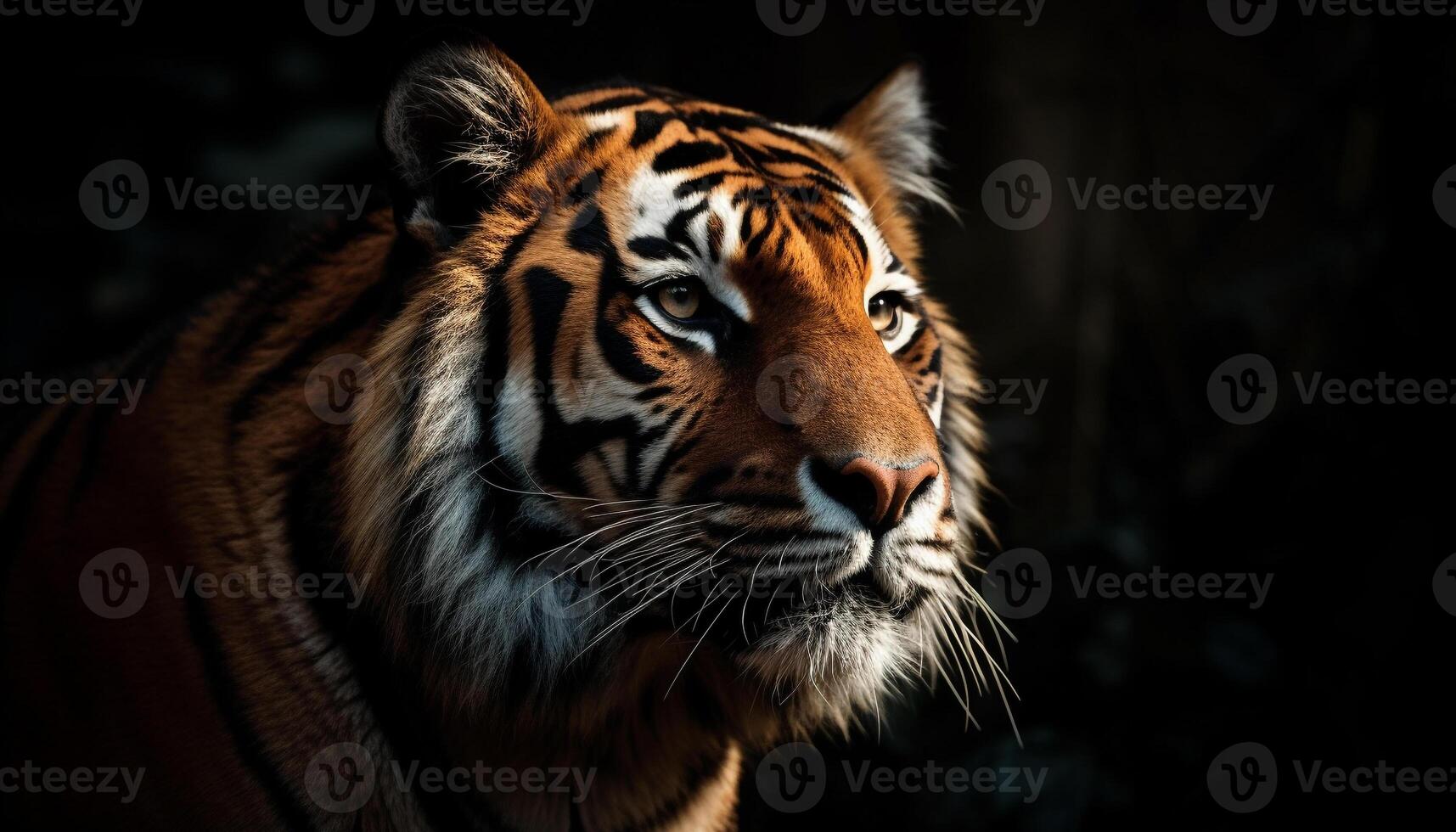 Bengala Tigre curioso, majestuoso y peligroso, en tropical selva generado por ai foto