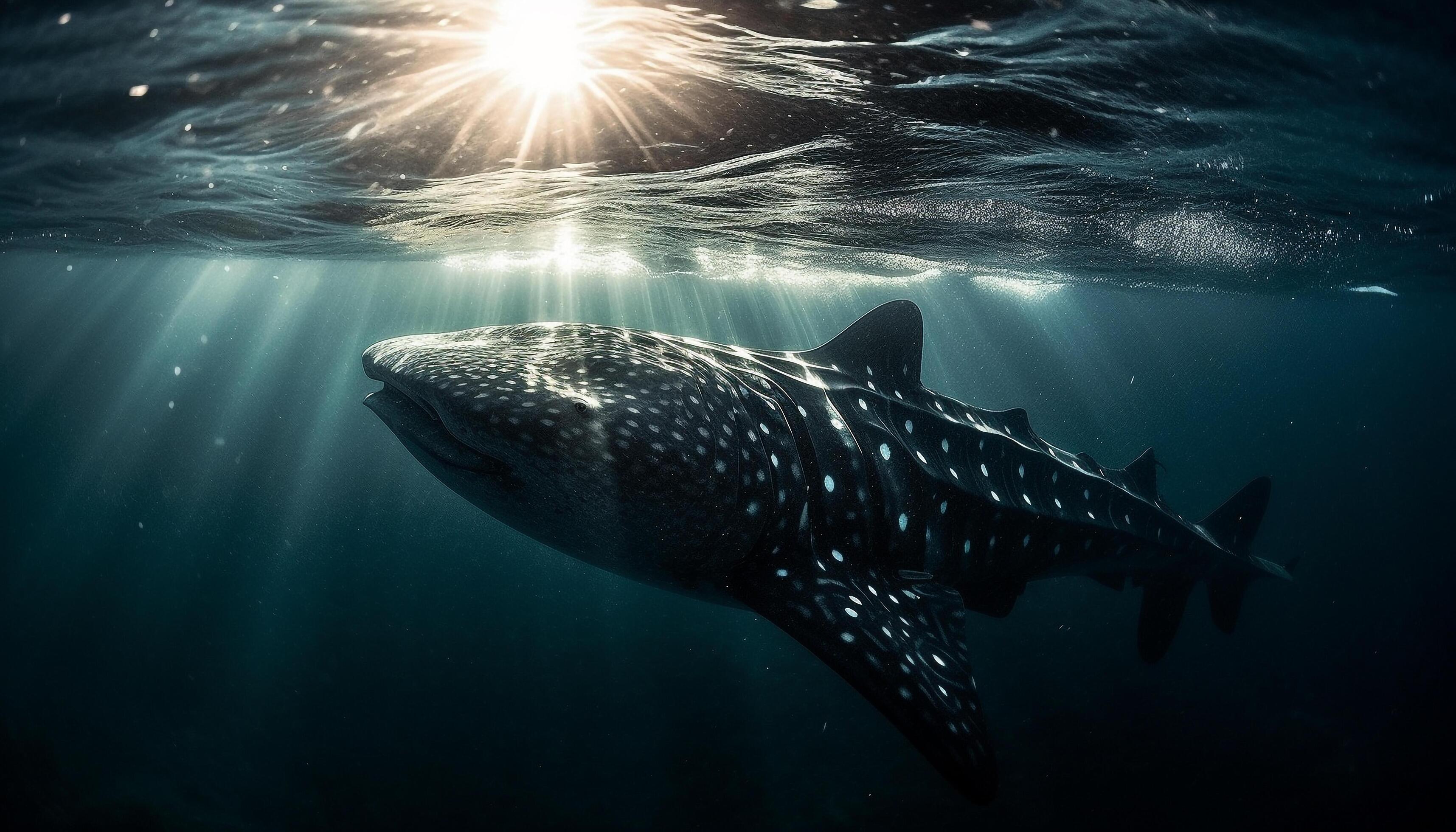 Majestic whale shark swimming in three dimensional underwater beauty  generated by AI 24615402 Stock Photo at Vecteezy