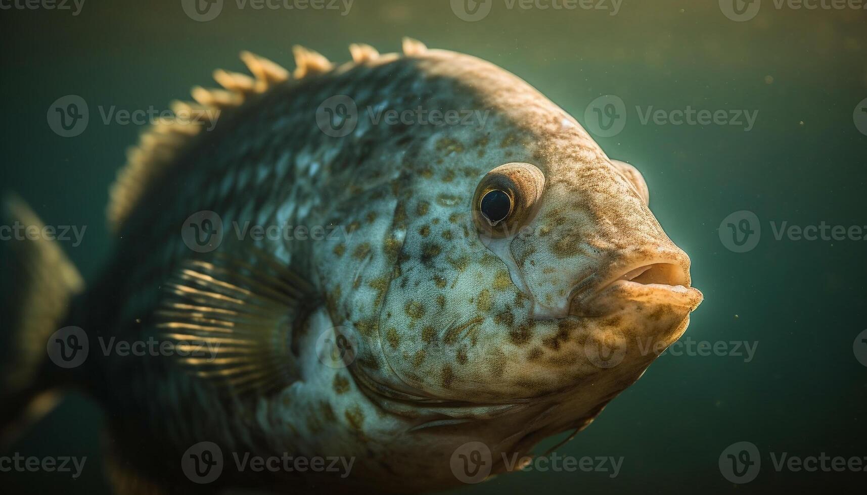 Colorful tropical fish swim in the sharp coral reef beauty generated by AI photo