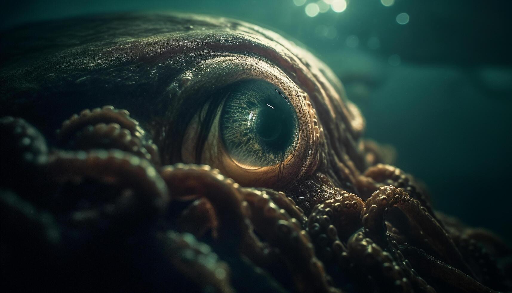 Colorful underwater adventure fish, coral, and octopus in motion generated by AI photo