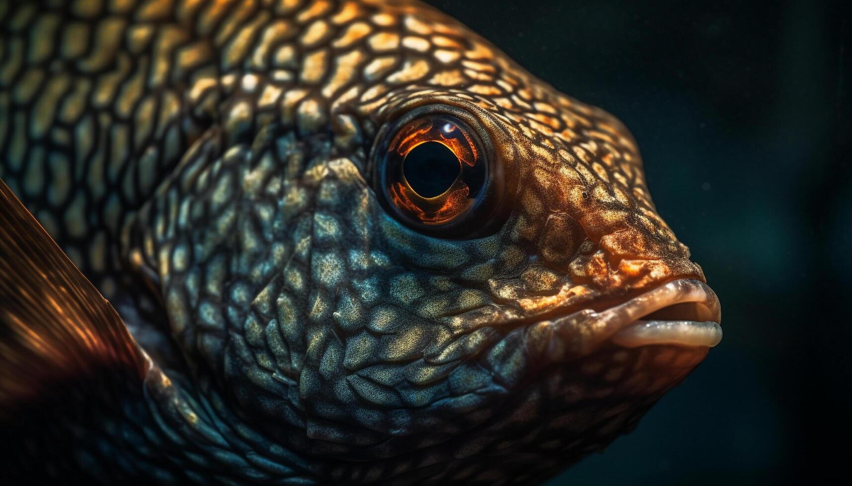 Endangered turtle, cute and spotted, looking at viewer underwater generated by AI photo