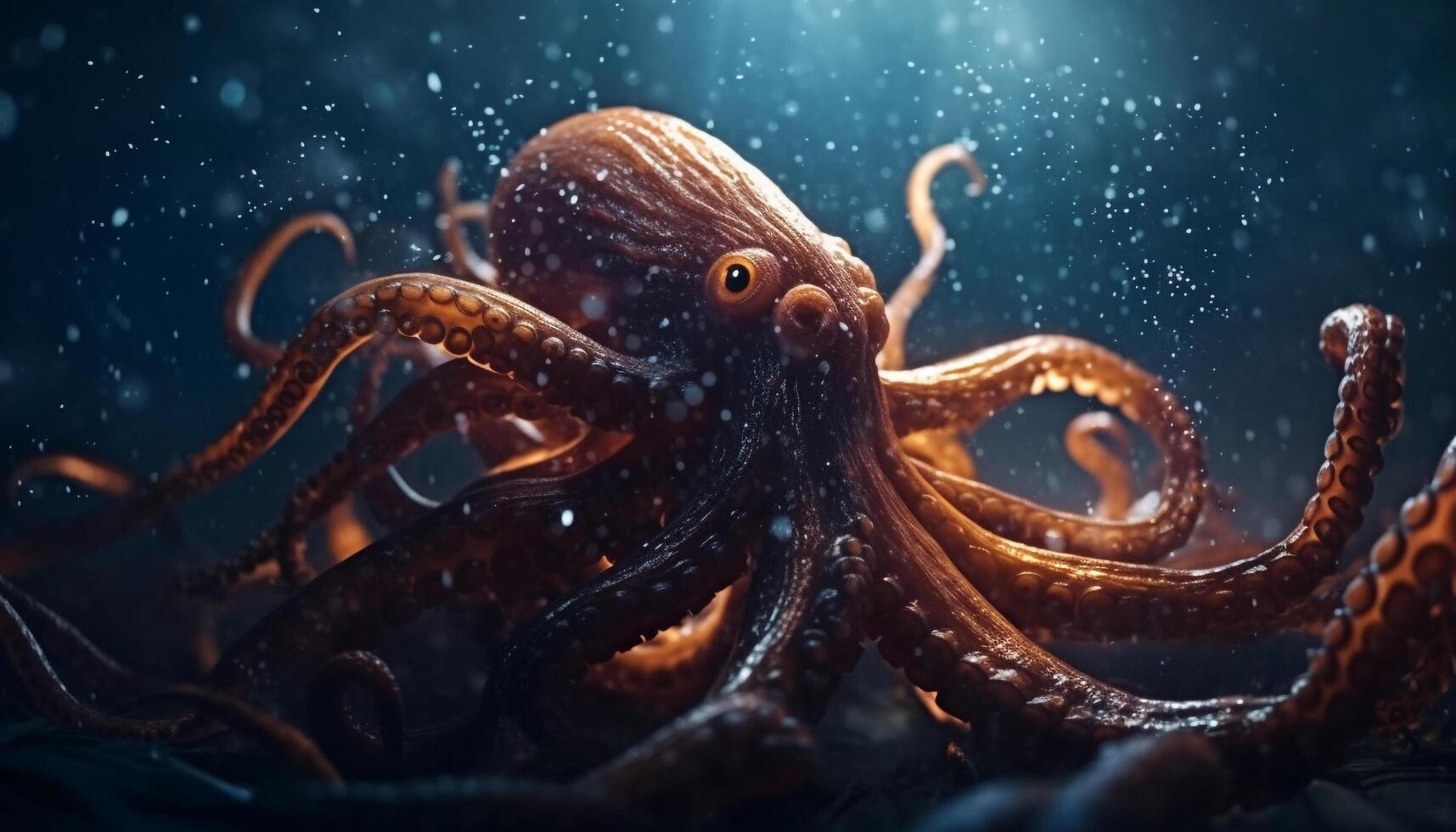Underwater tranquility Octopus and starfish in natural seafood habitat generated by AI photo
