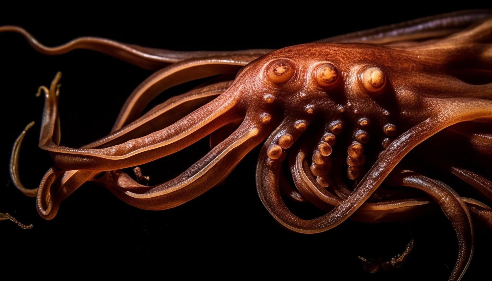 Freshly cooked octopus meal with tentacle sucker pattern on plate generated by AI photo