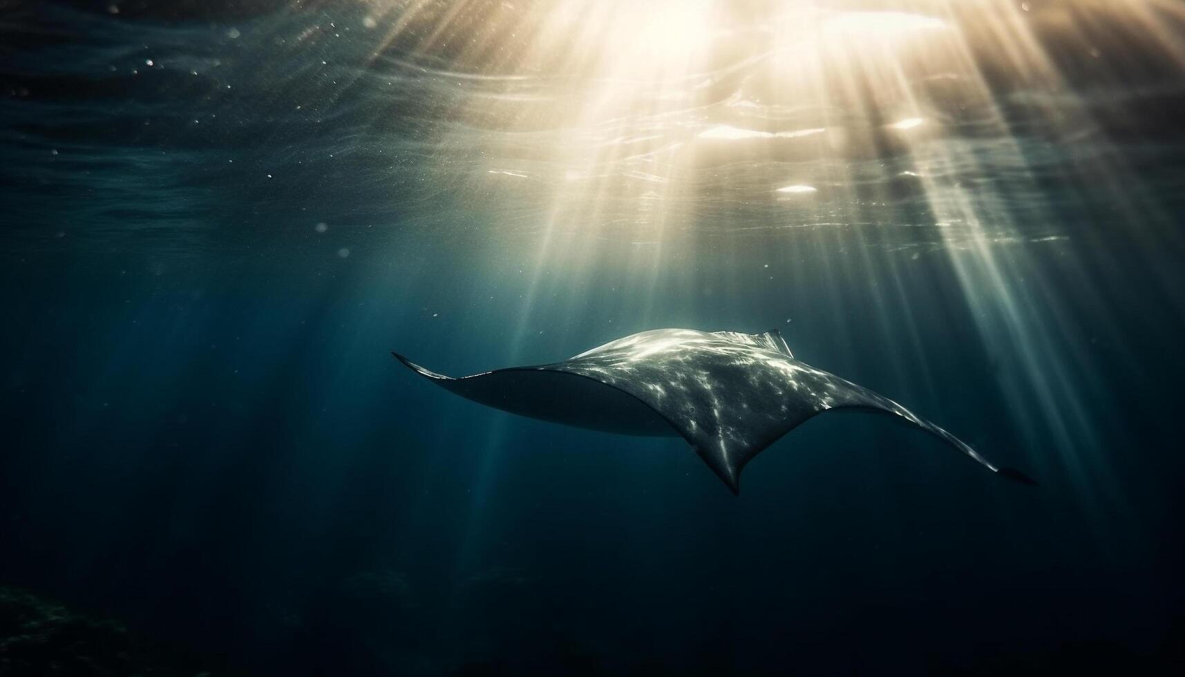 Free diving adventure Majestic humpback whale in tropical seascape generated by AI photo