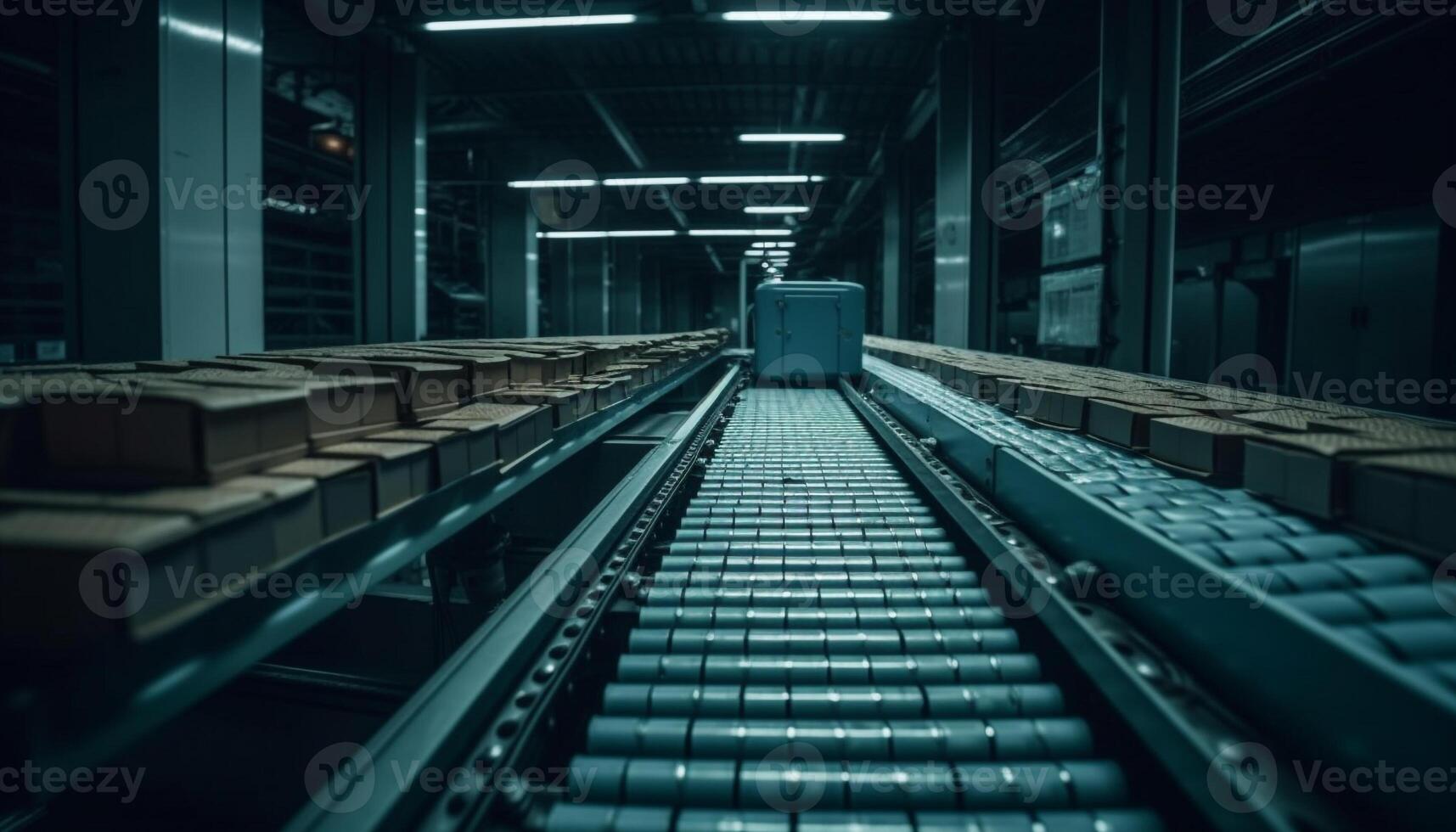 Inside of a futuristic vanishing point, metal and steel architecture generated by AI photo