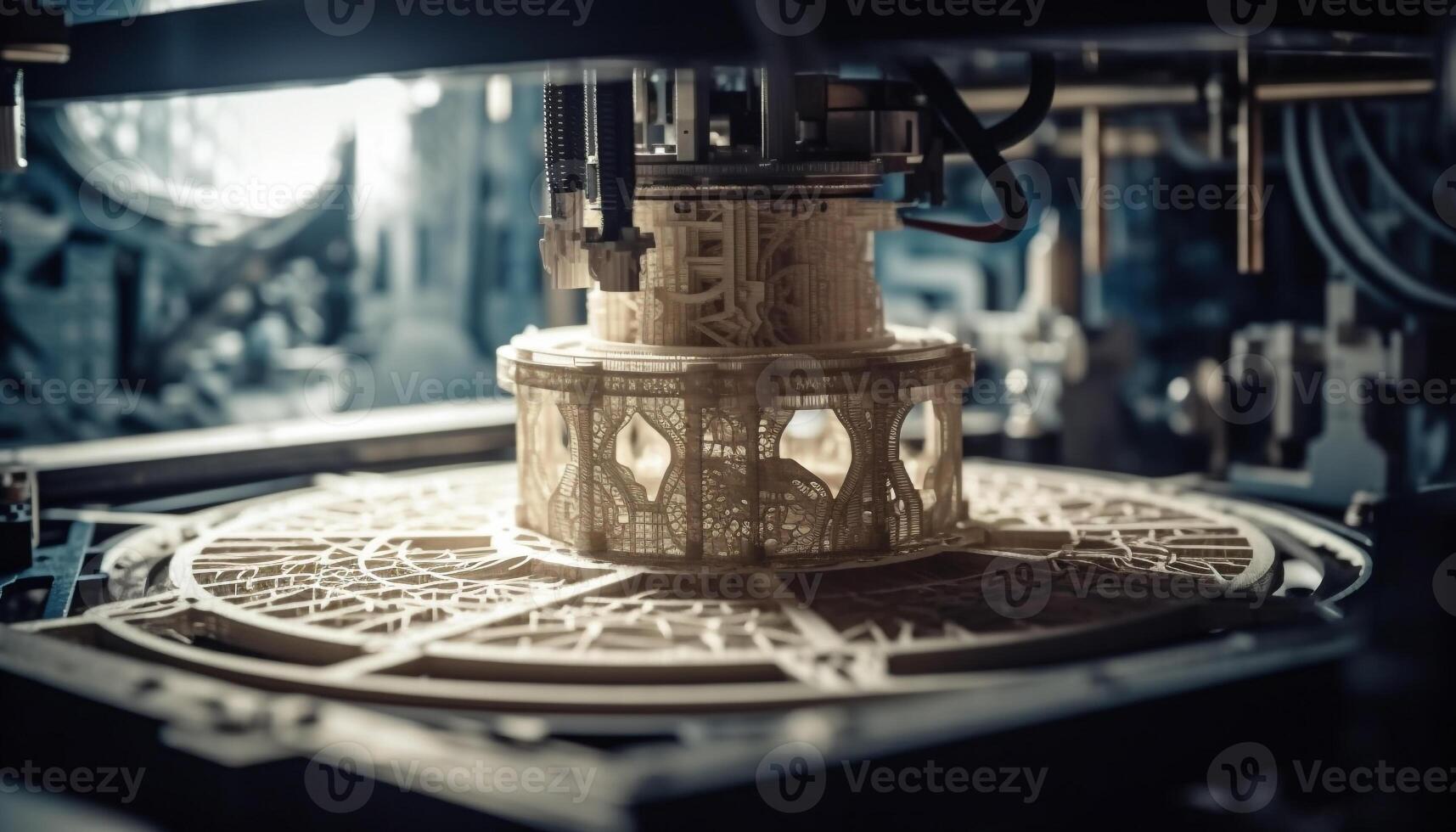 Metal industry workshop precision cutting with automated CNC machinery generated by AI photo