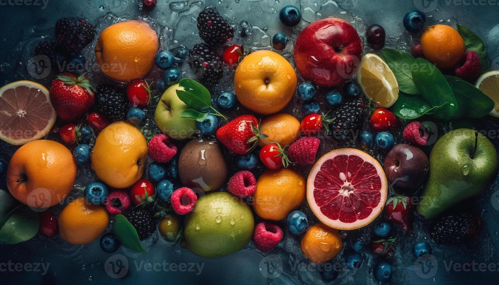 Vibrant citrus fruits in multi colored background, perfect for healthy eating generated by AI photo
