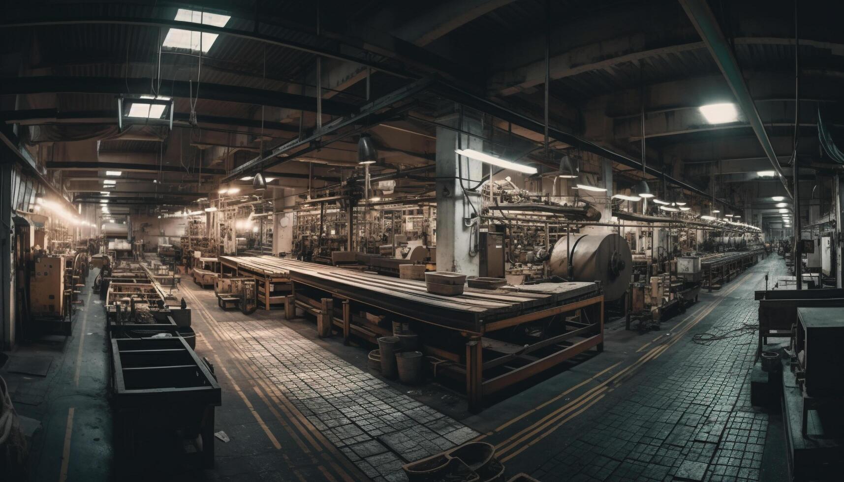 Modern industrial workshop with steel machinery and manufacturing equipment inside generated by AI photo