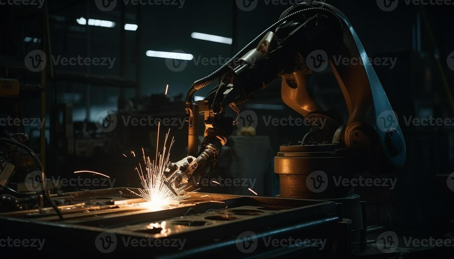 Heavy machinery in steel factory working at high temperature generated by AI photo