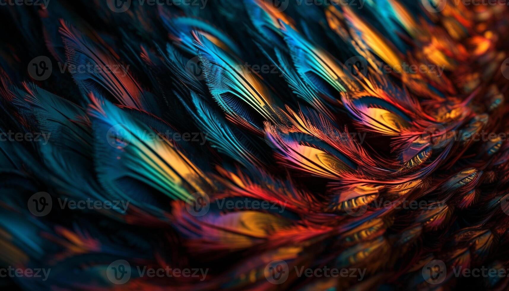 Vibrant peacock tail showcases animal elegance in nature abstract design generated by AI photo