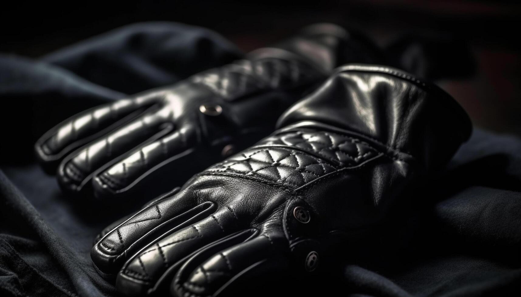 Black leather sports gloves, perfect for winter outdoor activities generated by AI photo