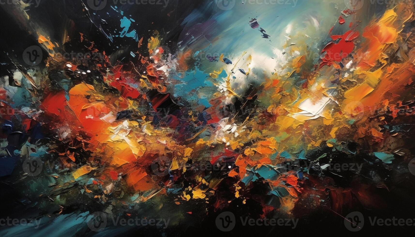 Vibrant colors painted image with abstract pattern and messy brush strokes generated by AI photo