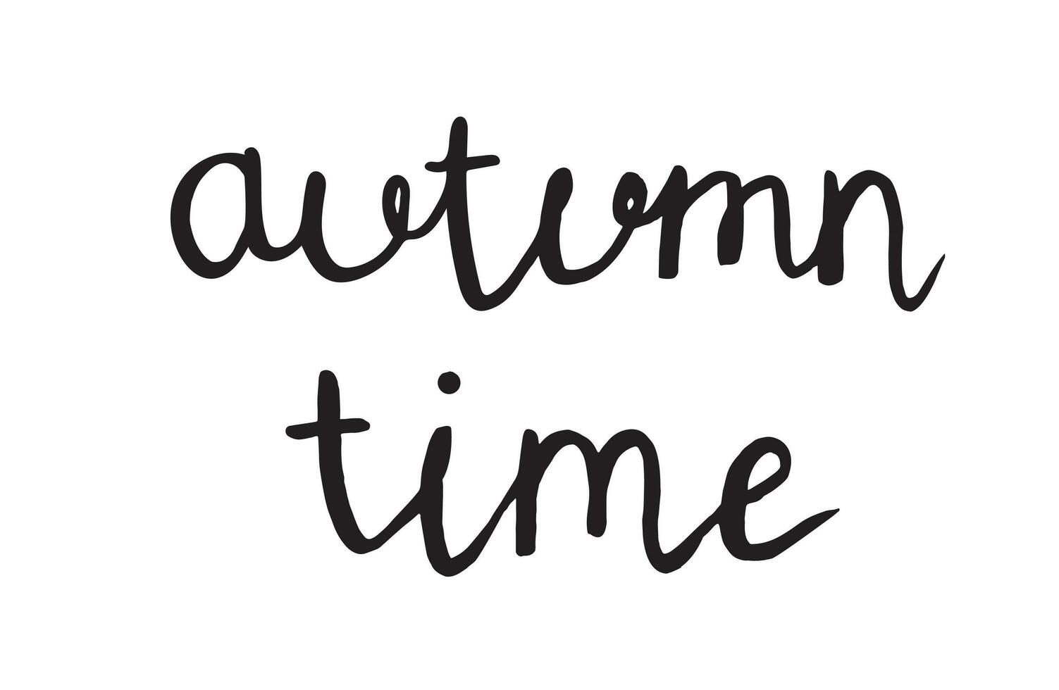 Handwritten lettering calligraphy autumn time. Black fall mood quote and school concept. vector