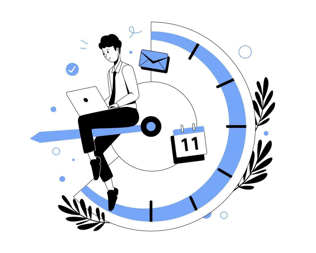 Illustration of effective time management. Manage strategic plans, tasks, events, and business meeting schedules. To-do list and business development plan vector