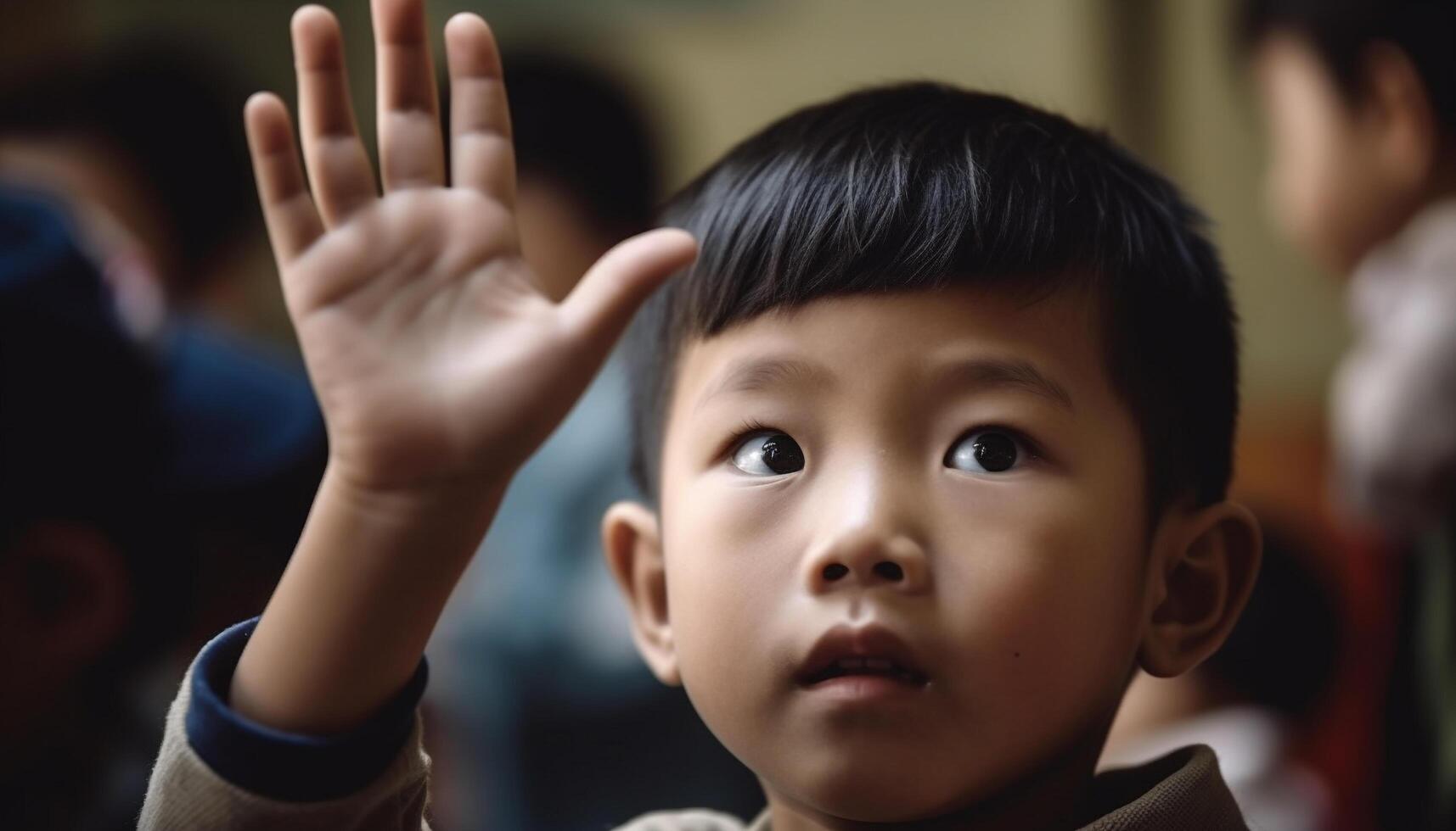 sonriente Niños y muchachas jugando, aprendiendo, y teniendo divertido al aire libre generativo ai foto