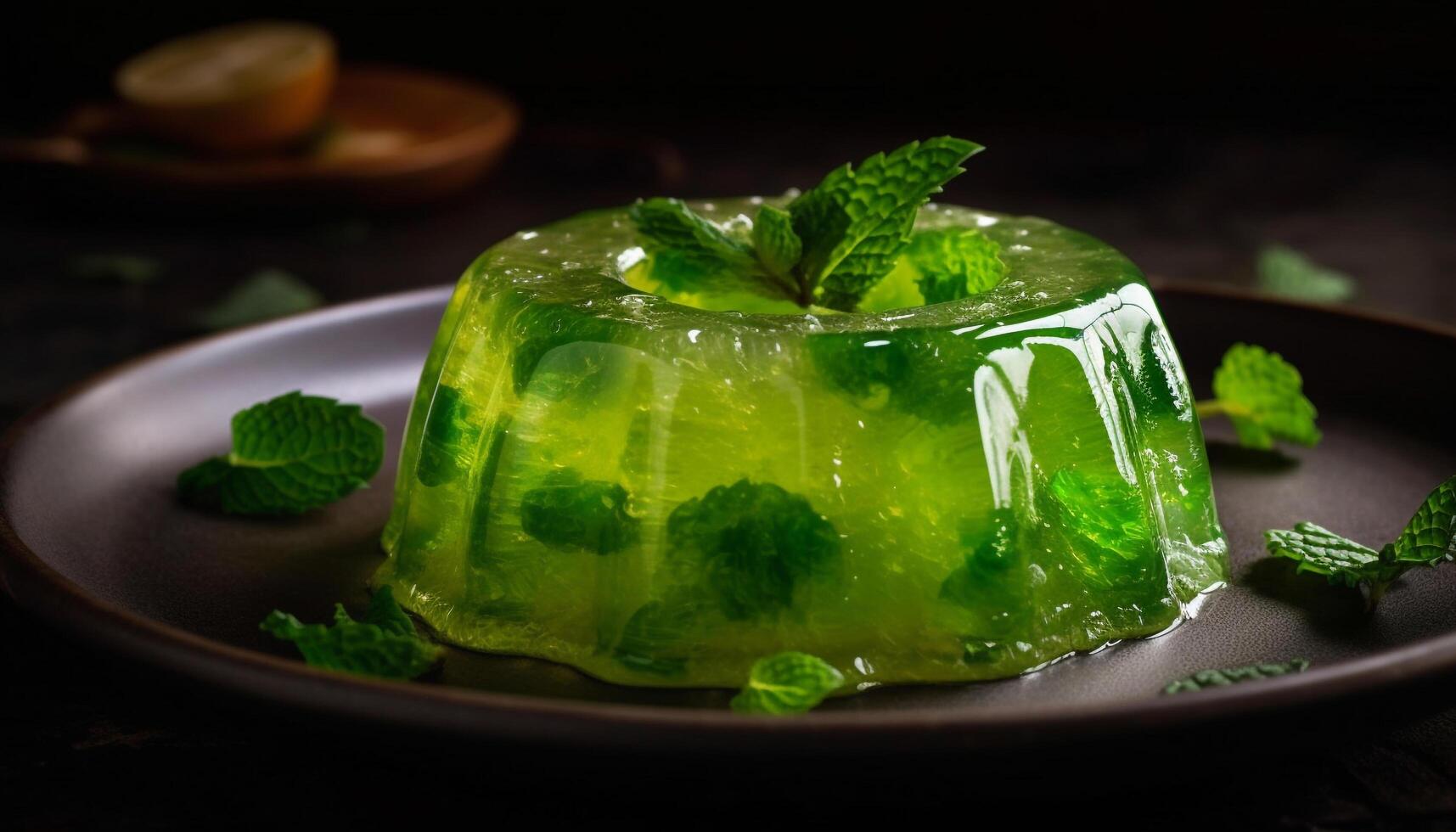 Refreshing summer mojito cocktail with mint leaf and raspberry slice photo