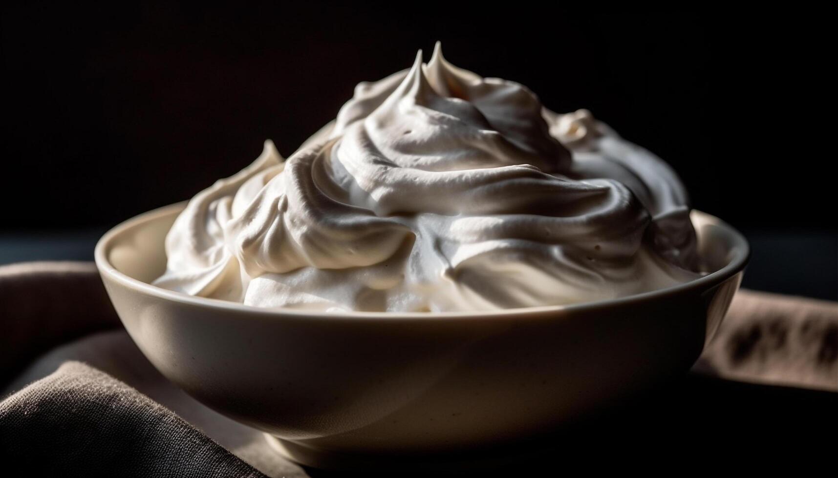 Fresco hecho en casa yogur con azotado crema y Fruta aperitivo generativo ai foto