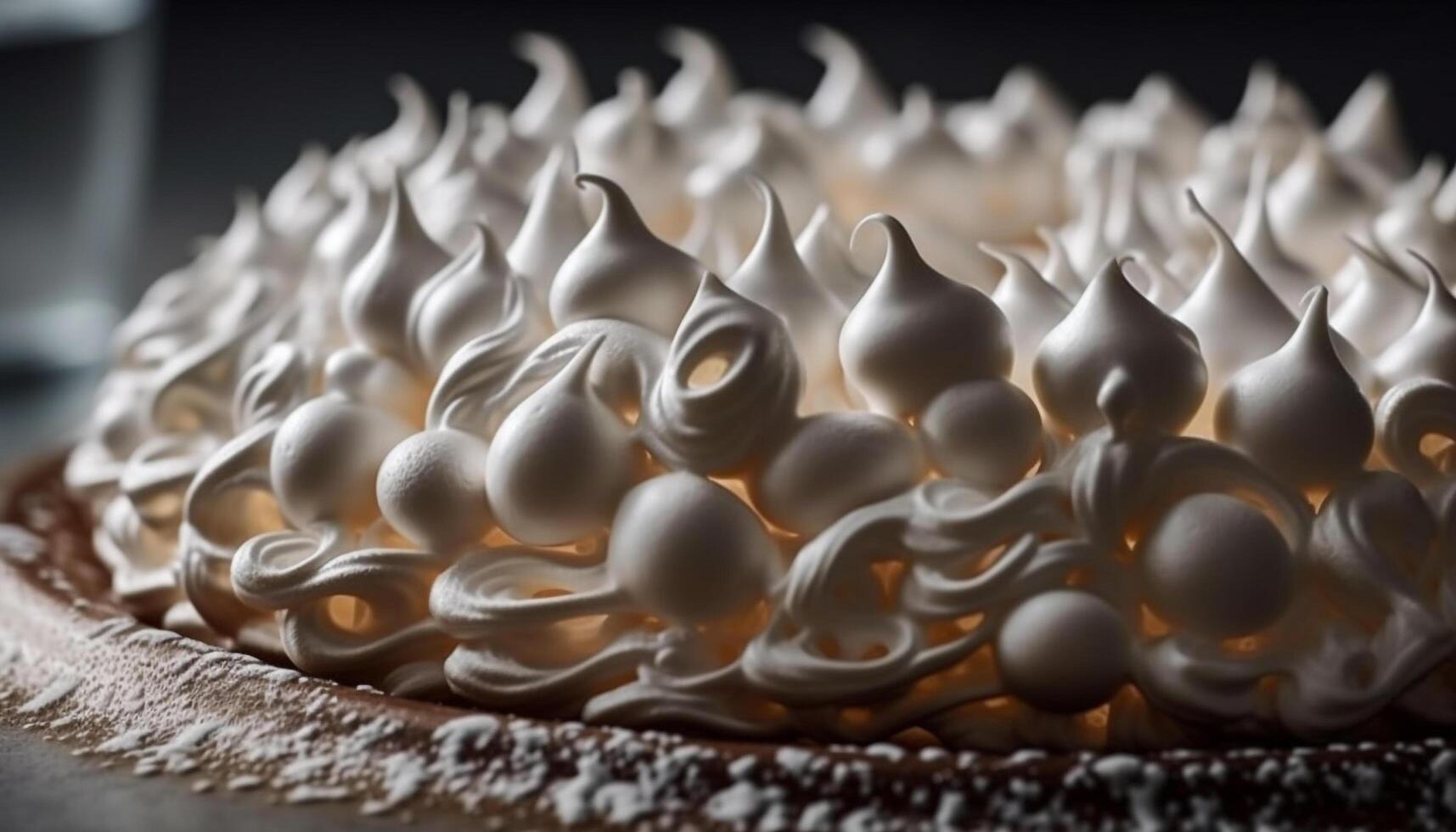 Sweet food decoration chocolate icing on a yellow plate photo
