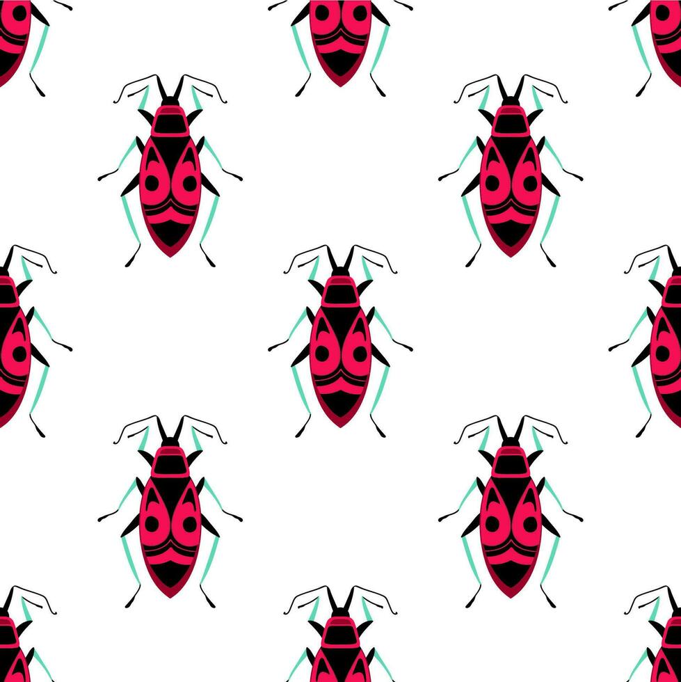 Soldier bugs on the white background. Seamless pattern with cartoon element vector