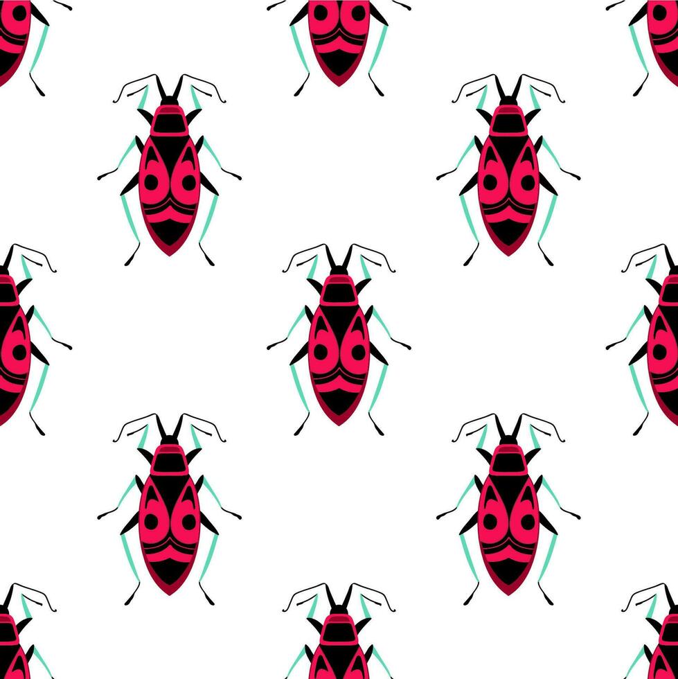 Soldier bugs on the white background. Seamless pattern with cartoon element vector