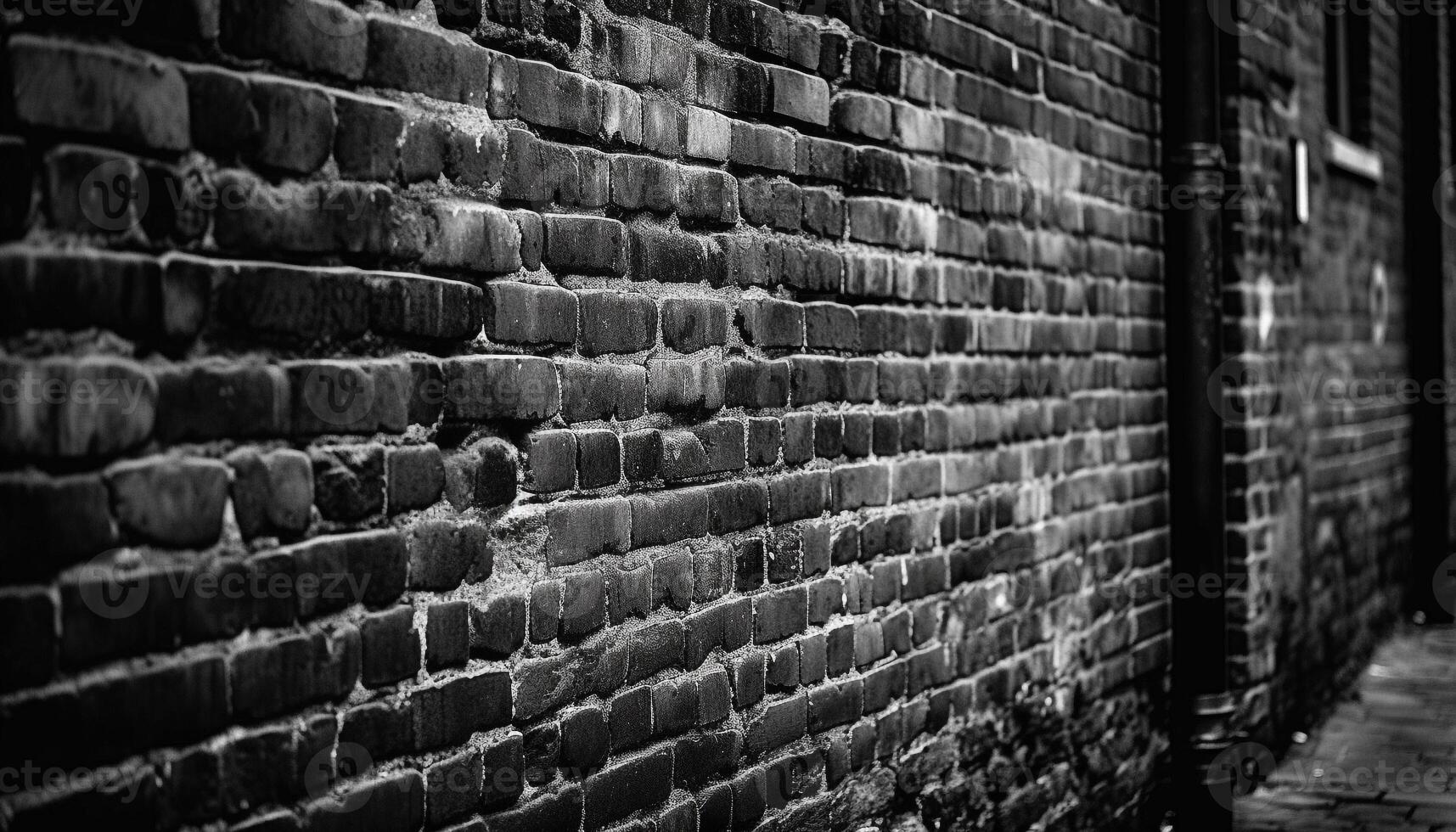 Rough old brick wall built with weathered stone material photo
