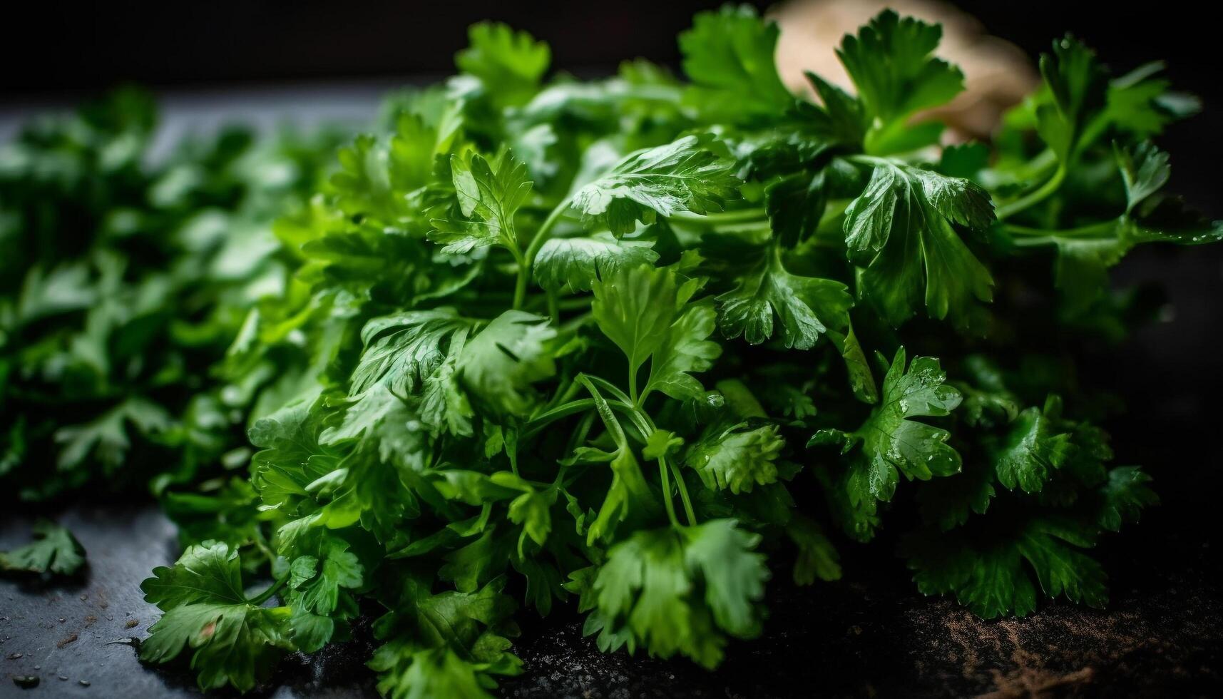 Healthy meal garnished with fresh organic herbs and vegetables generated by AI photo