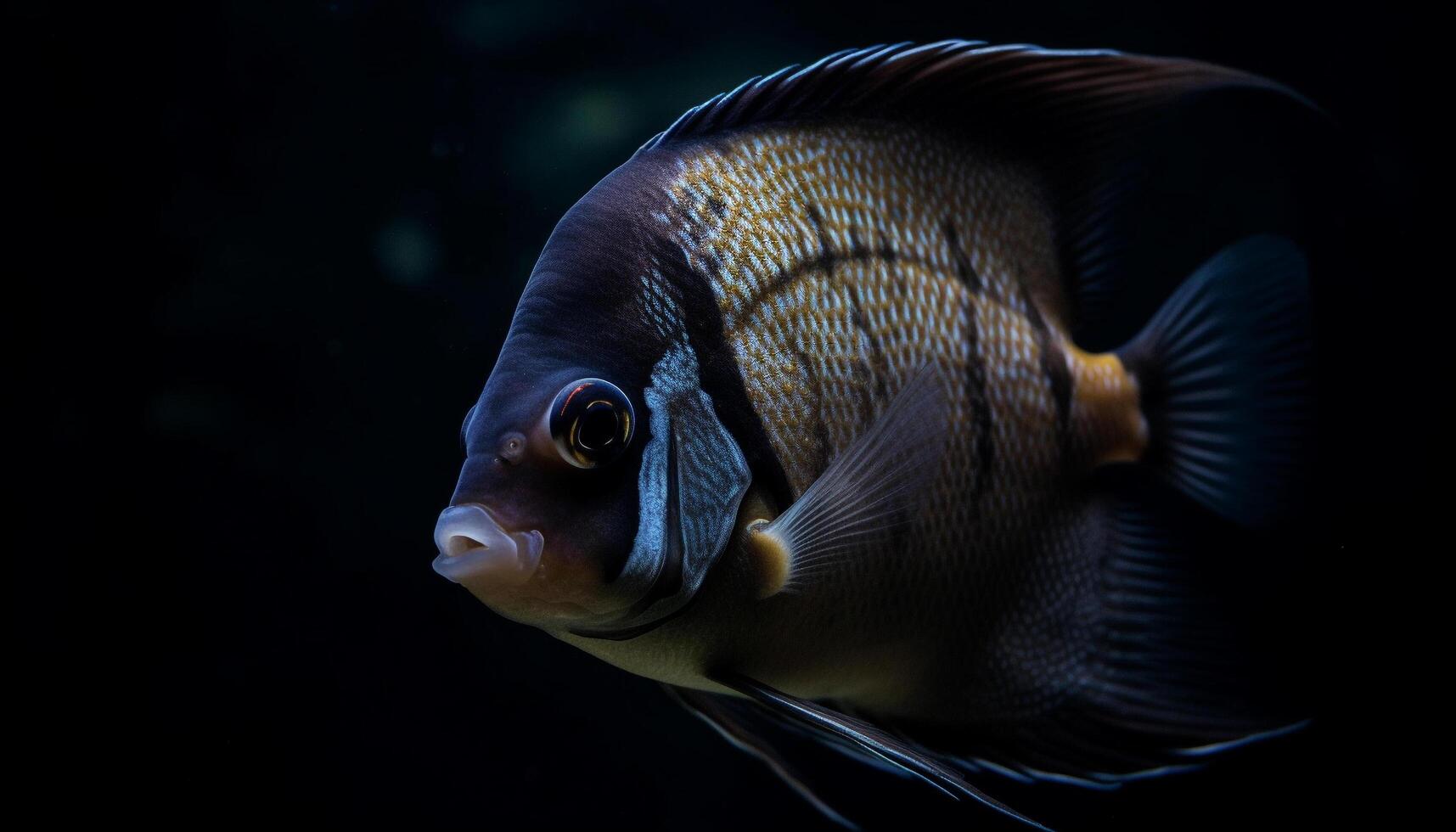 Close up of multi colored clown fish swimming in tropical reef generated by AI photo