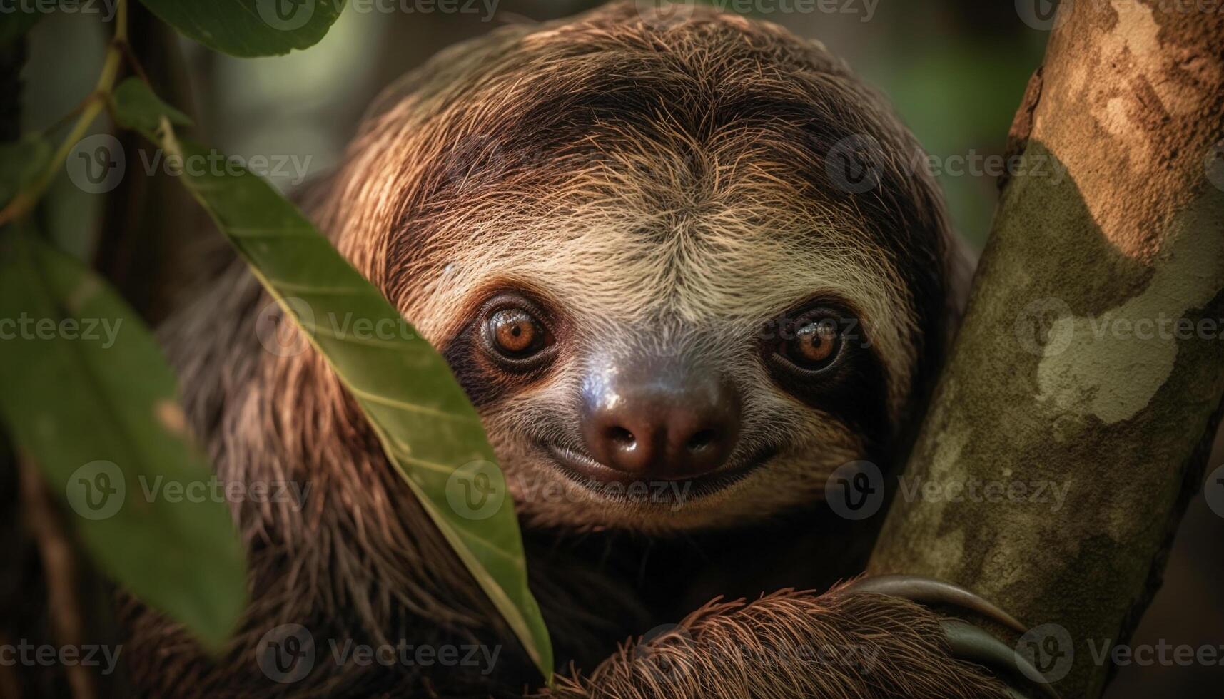 linda lémur mirando a cámara en tropical selva habitat generado por ai foto