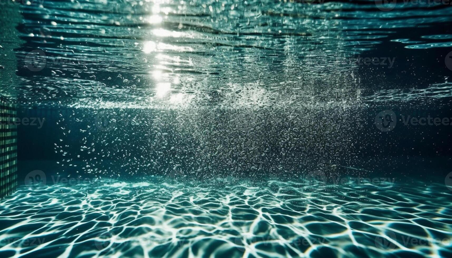 Swimming below the bright turquoise water, a fun summer activity generated by AI photo