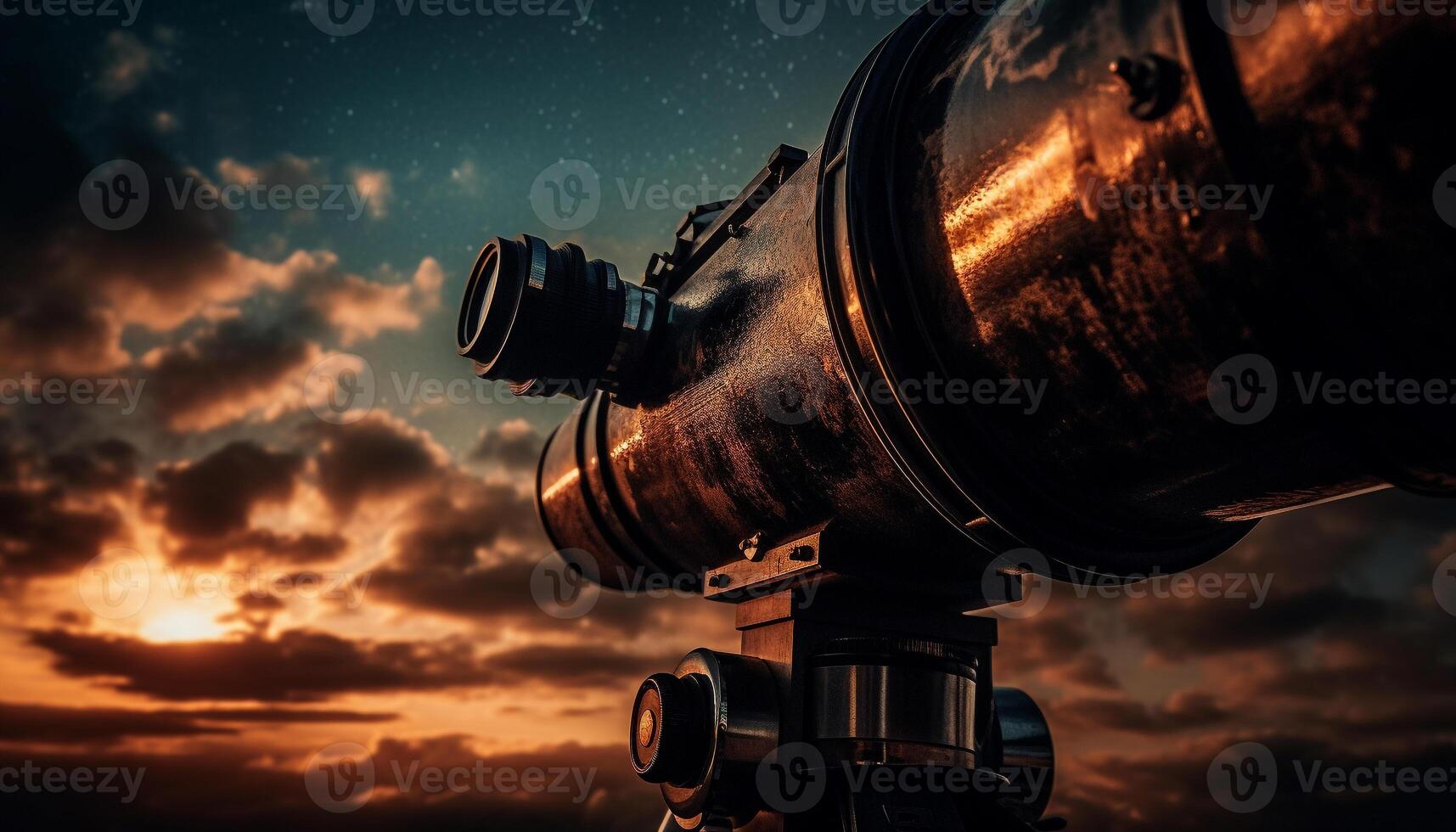 mirando a el lechoso camino mediante un mano retenida astronomía telescopio generado por ai foto