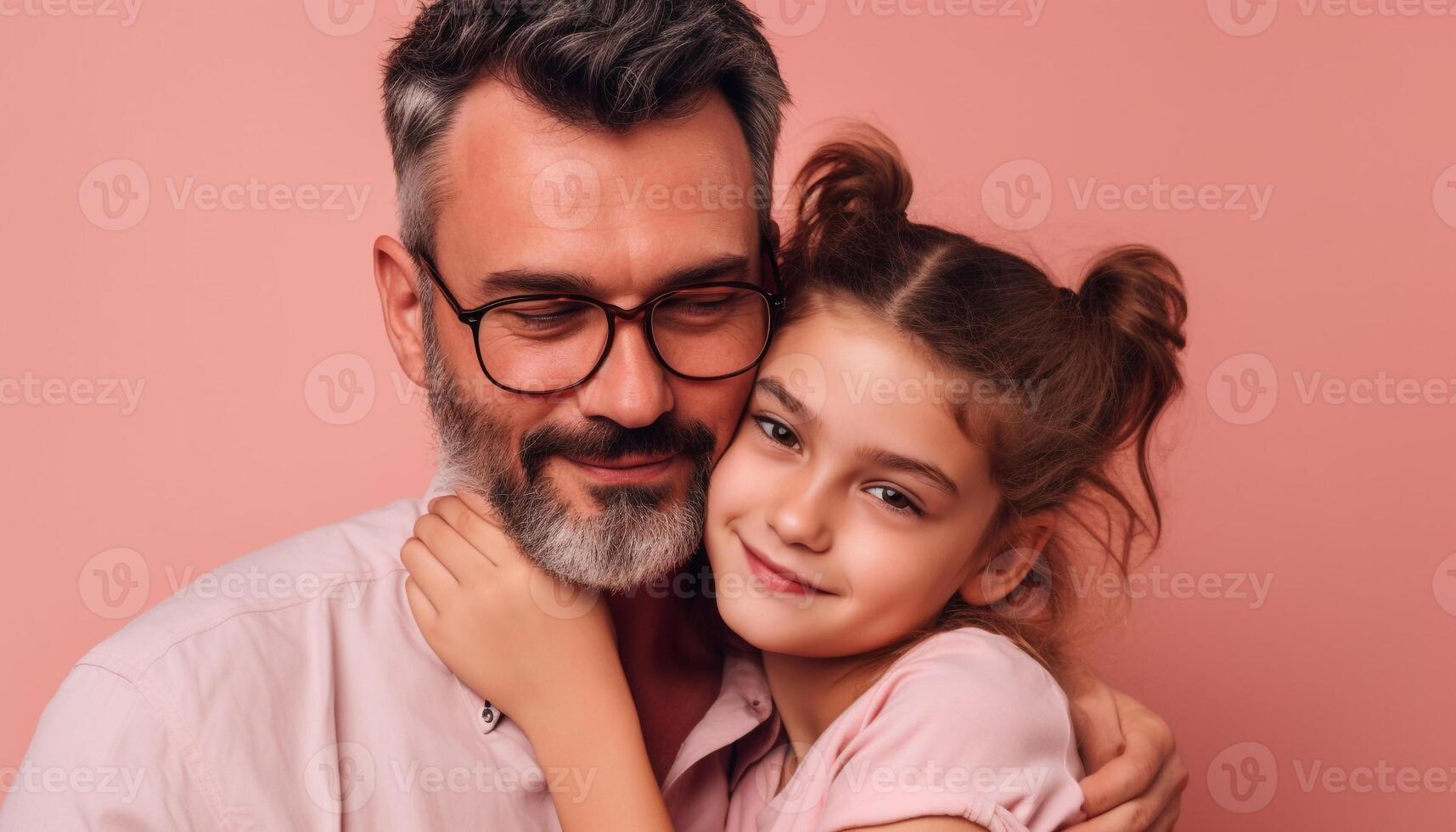 sonriente familia retrato padre, madre, hijo, hija, amar, felicidad generado por ai foto