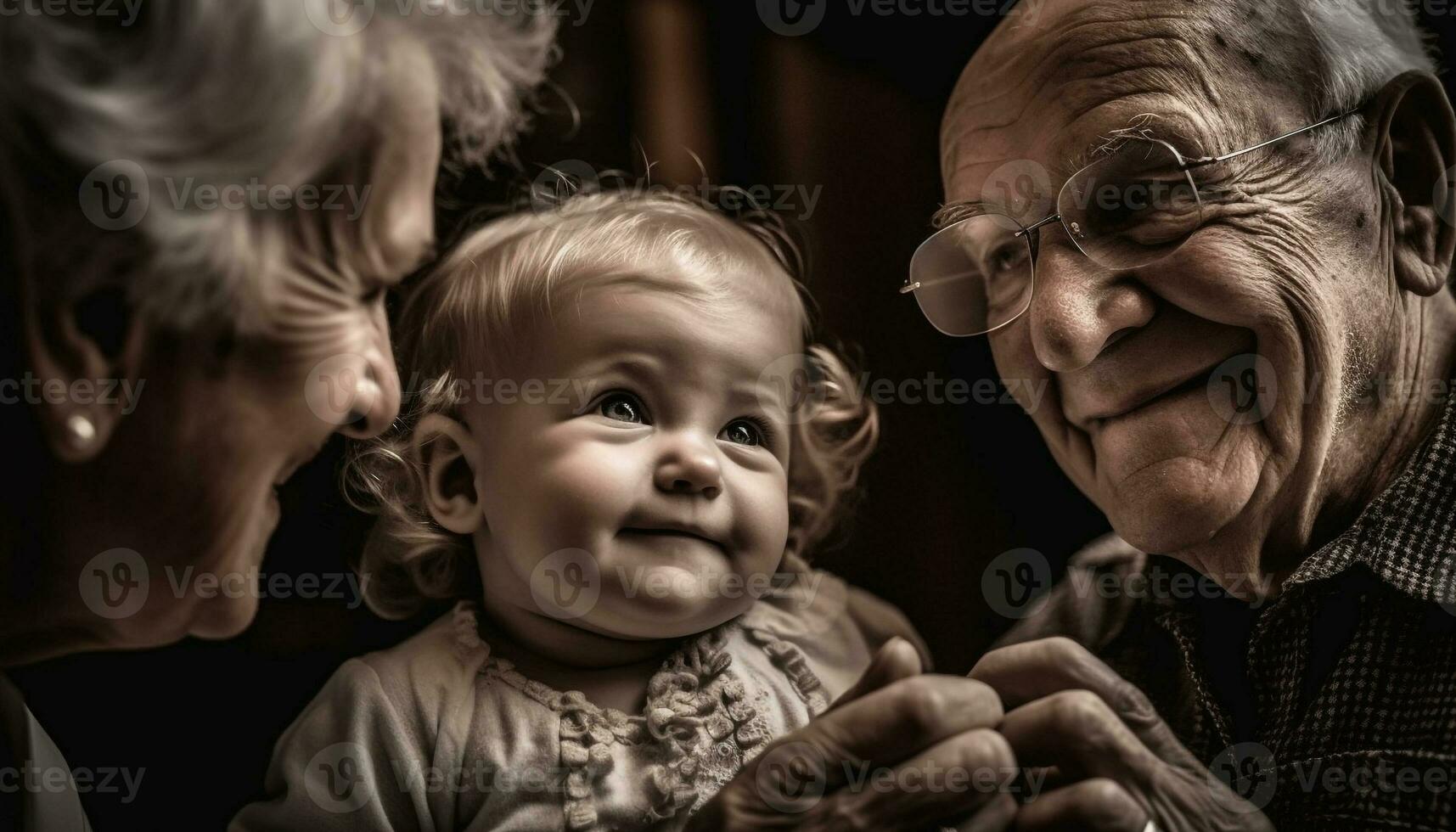 Multi generation family embracing outdoors, smiling with love and happiness generated by AI photo