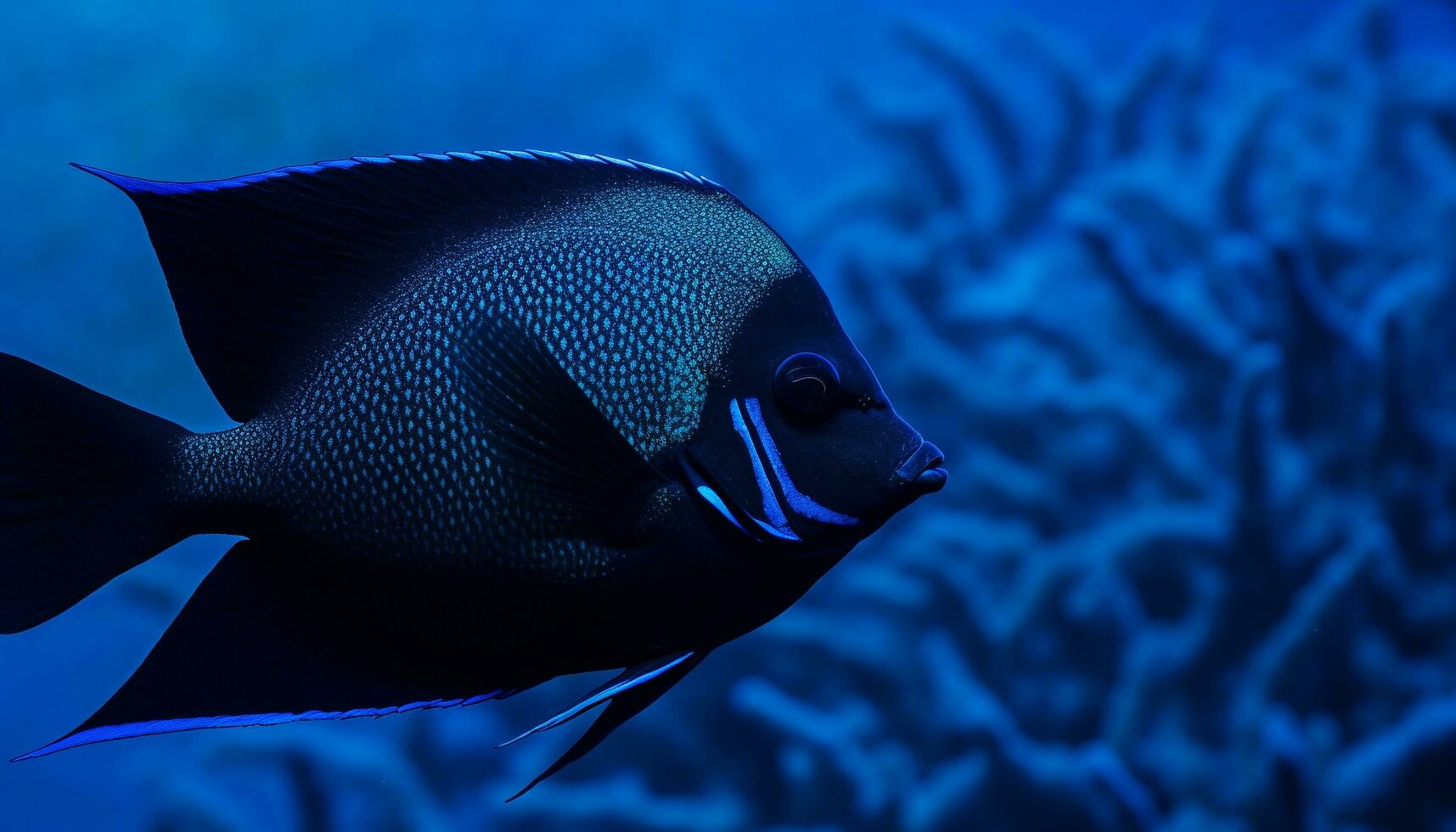 Colorful striped fish swimming in coral reef, undersea natural beauty generated by AI photo