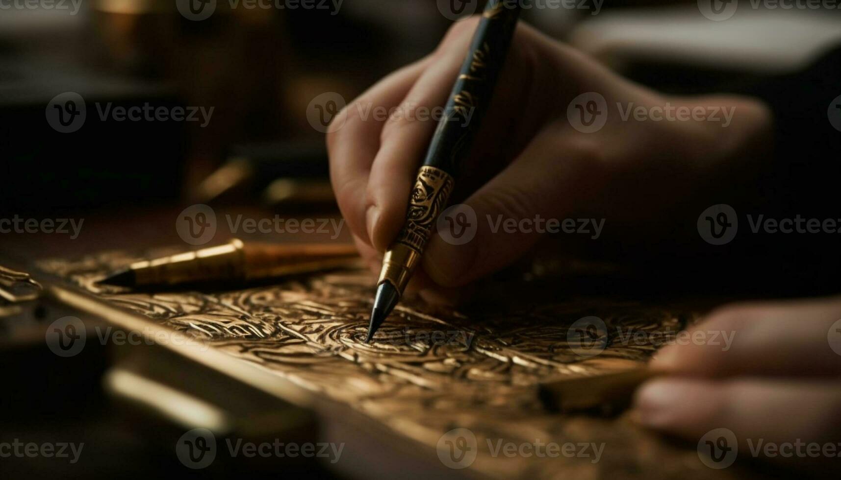 escritura taller adultos trabajando en caligrafía con antiguo equipo  generado por ai 24617871 Foto de stock en Vecteezy