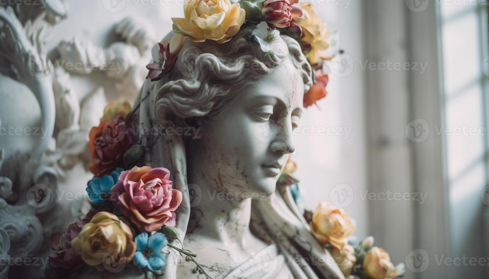 Wedding altar adorned with flower arrangement symbolizes love and spirituality generated by AI photo