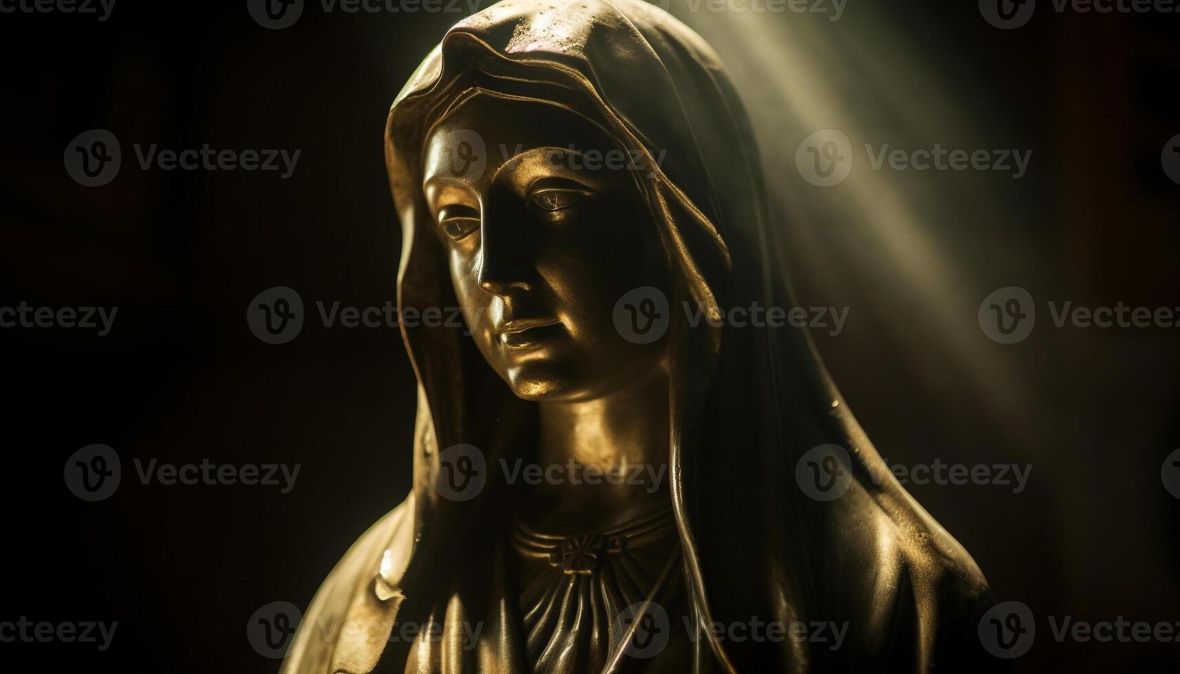 Golden statue of God symbolizes spirituality in Christianity religion generated by AI photo